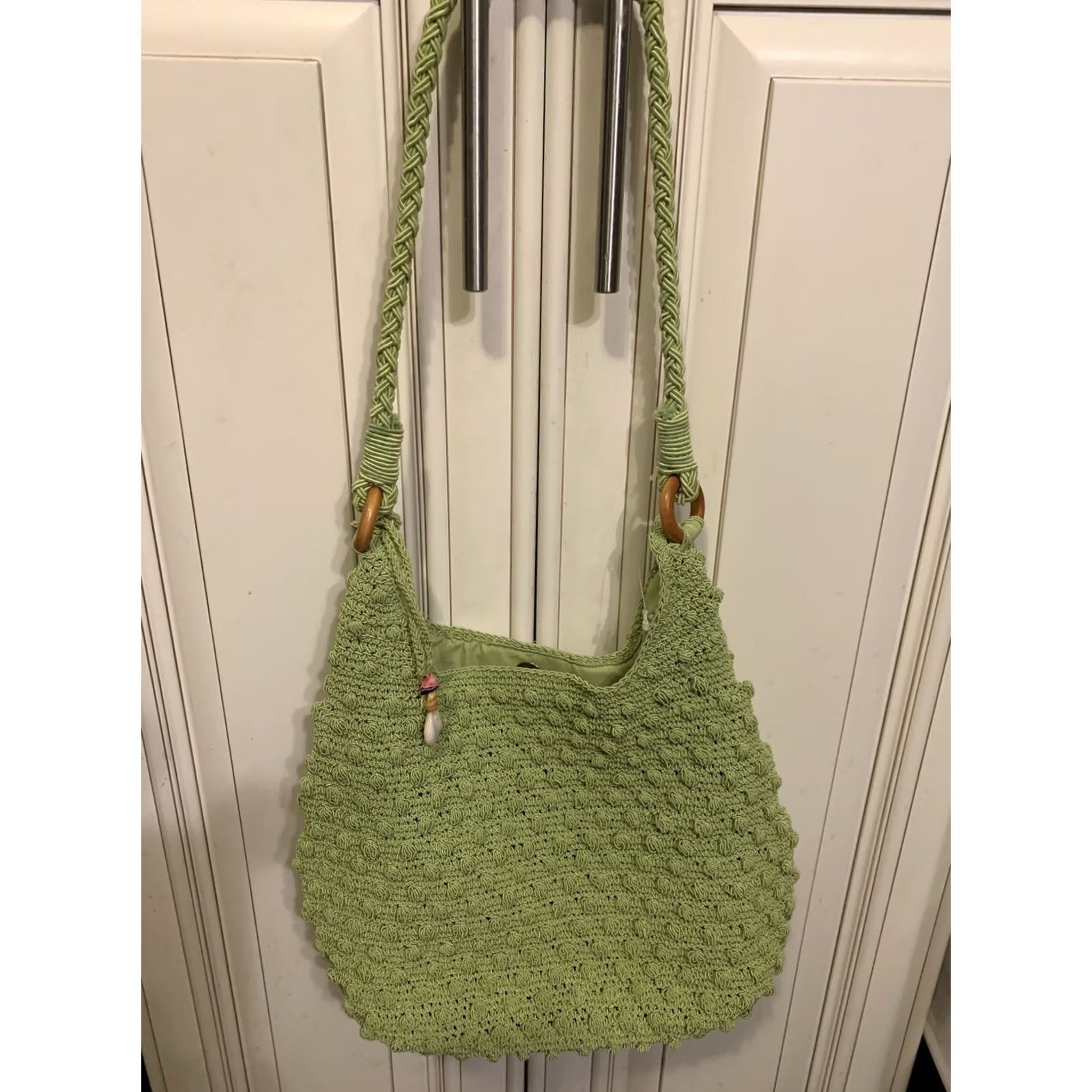 Vintage Womens Green Crochet Purse Snap Closure Handbag Size ONE SIZE - 2 Thumbnail