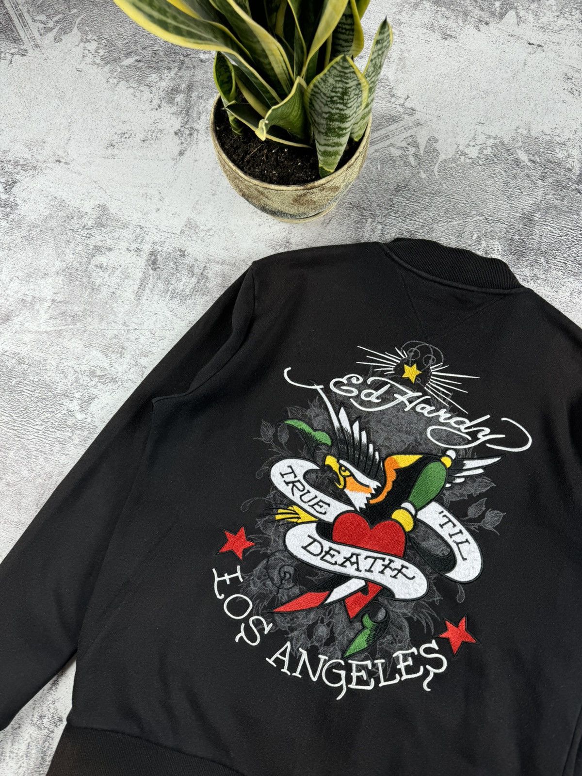 Ed Hardy Ed Hardy Y2K Sun Faded Till Death Bomber Hoodie Pullovover Size US XL / EU 56 / 4 - 6 Thumbnail