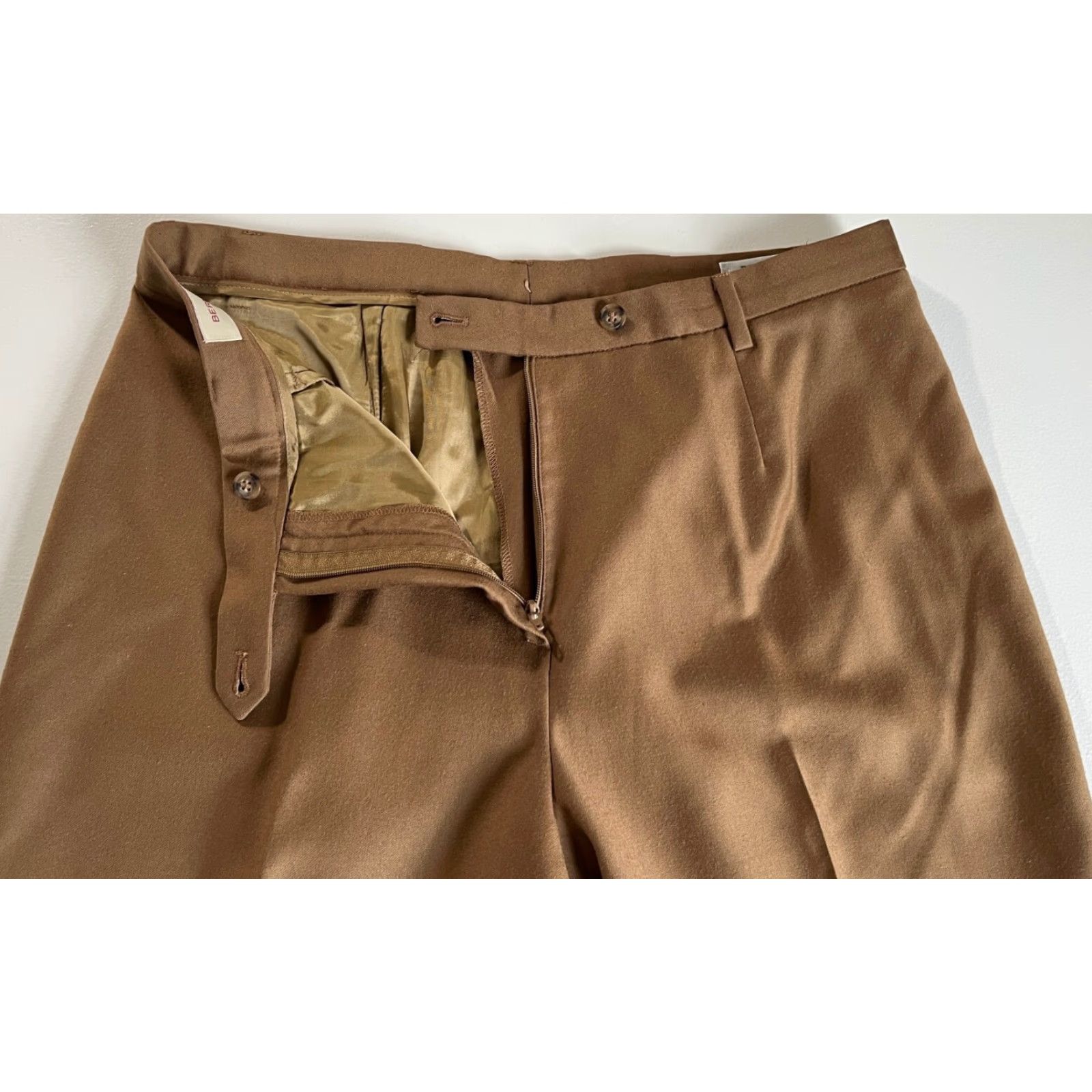 Vintage VINTAGE Bernard Zins Paris Wool Cashmere Pants Womens Sz 10 Brown 33 in Inseam 29.5 in Dress Pants City Preppy Business Women's Size 32" / US 10 / IT 46 - 7 Thumbnail