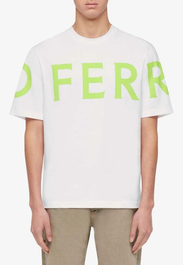 Salvatore Ferragamo o1s1rm0126 Graphic Logo T-Shirt in White/Green Size US S / EU 44-46 / 1 - 2 Thumbnail