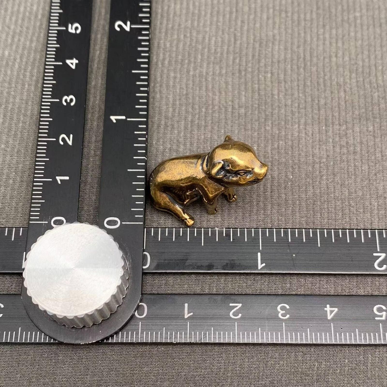 The Unbranded Brand Brass Sitting Pig Figurine Mini Baby Size ONE SIZE - 3 Thumbnail