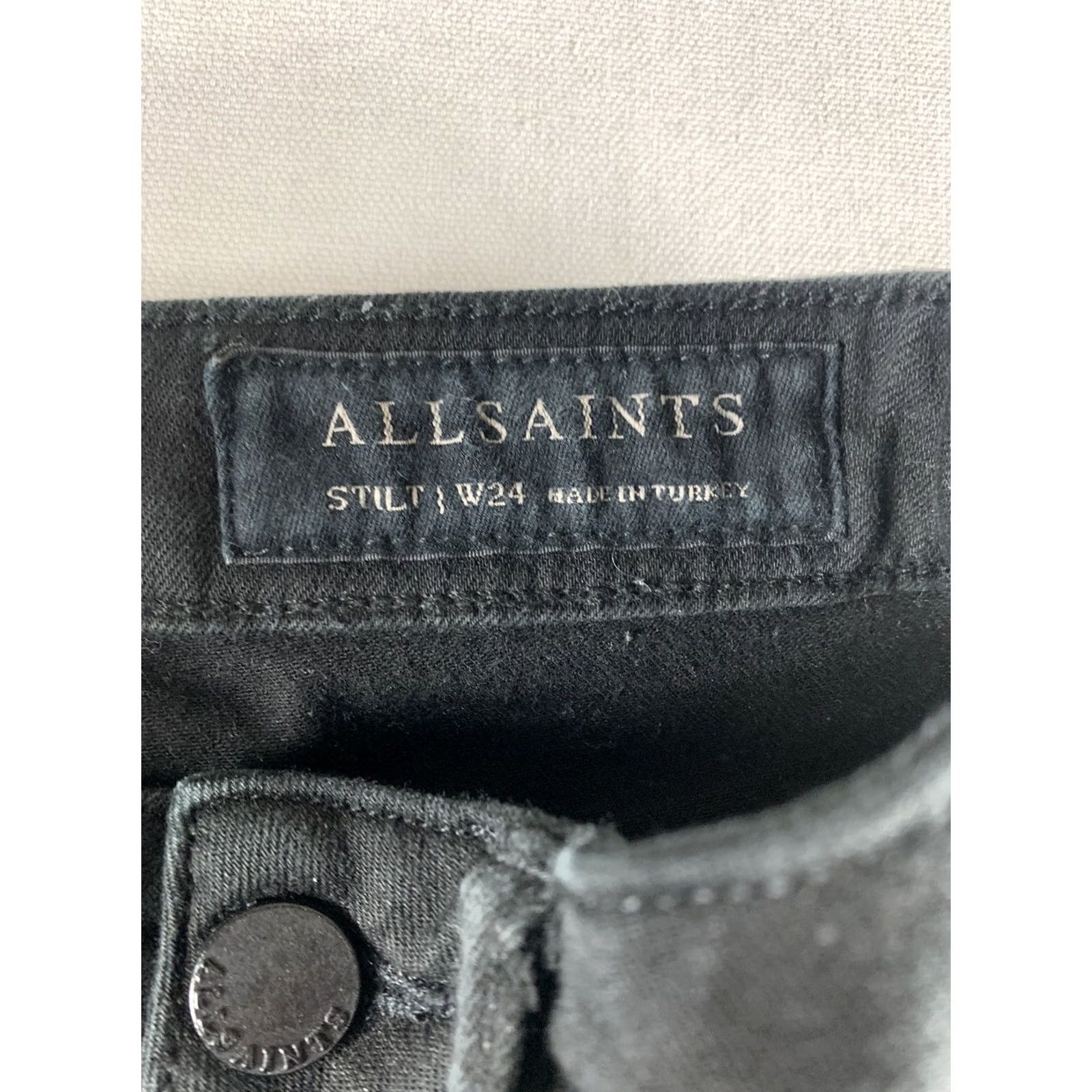 Allsaints ALLSAINTS STILT Skinny Jeans Womens 24 Black Belt Loops Button Zip Pockets Denim Size 42" / US 20 - 6 Thumbnail