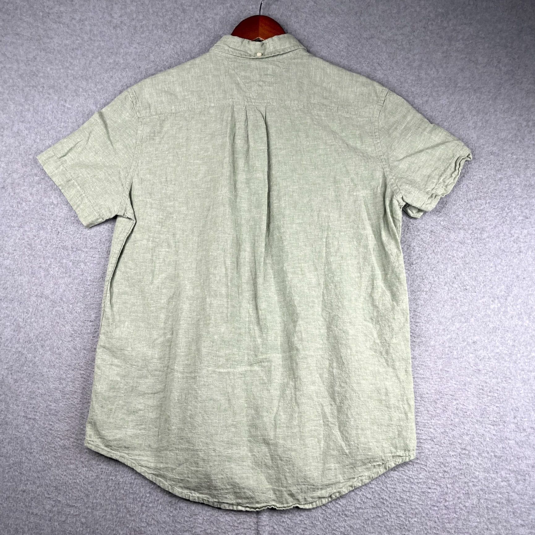 Tommy Hilfiger Tommy Hilfiger Shirt Green Heather Linen Blend Short Sleeve Button-Up Mens Large Size US L / EU 52-54 / 3 - 7 Thumbnail