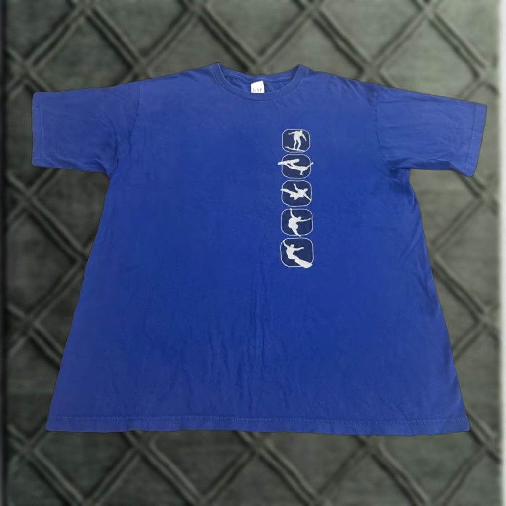 Gap VINTAGE 90s The GAP Snowboard Graphic Surf Skate Cyber Blue T-Shirt Large Size US L / EU 52-54 / 3 - 1 Thumbnail