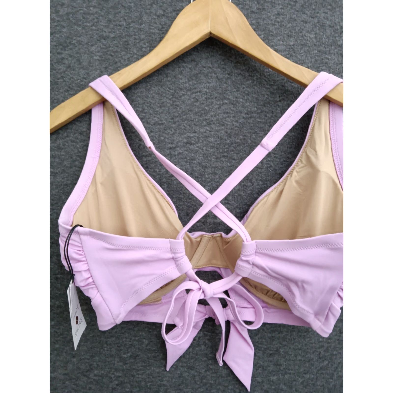 Vintage Shade & Shore Purple Front Tie Spaghetti Bikini Top Padded Size 36DD Womens Swimsuit Top Adult 36 Purple DD Beach 90s? Size XS / US 0-2 / IT 36-38 - 2 Thumbnail