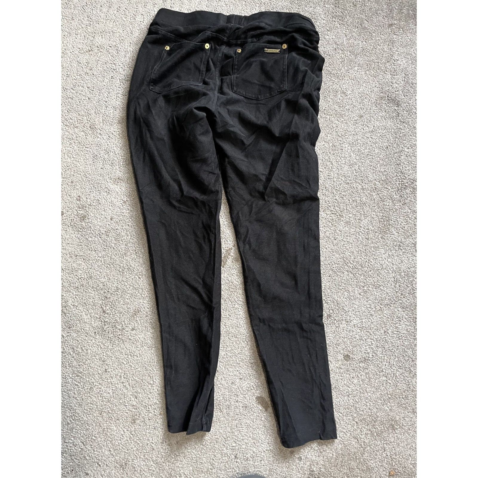 Michael Kors MICHAEL KORS Black Pull-On Skinny Leggings Pants Women's Size M Regular Slim Fit 26in Inseam Front Flat Long Material: Viscose/Nylon/Elastane Size 32" / US 10 / IT 46 - 3 Thumbnail