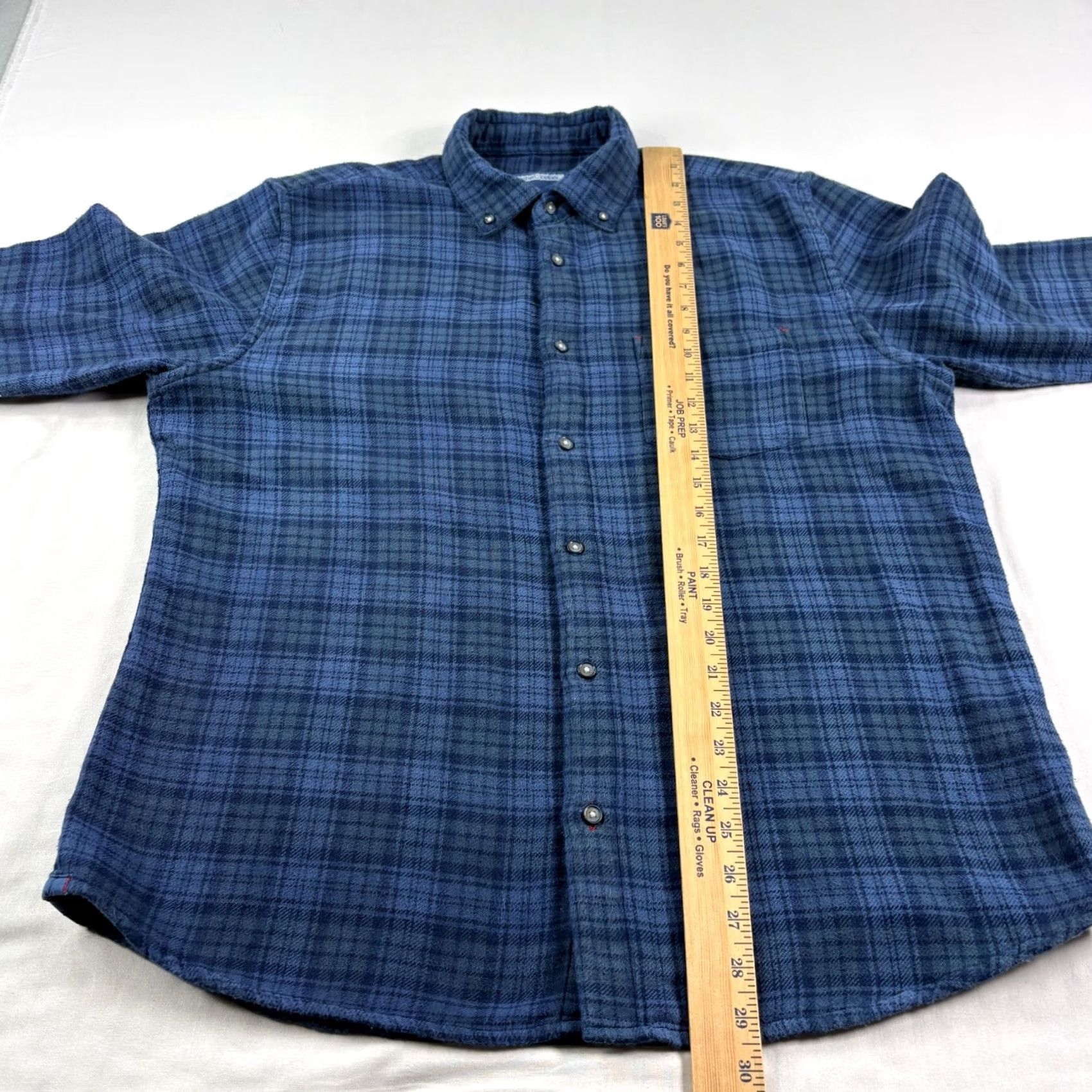 Carbon Carbon Flannel Shirt Mens Large Blue Plaid Button Up Casual Pocket Size US L / EU 52-54 / 3 - 5 Thumbnail