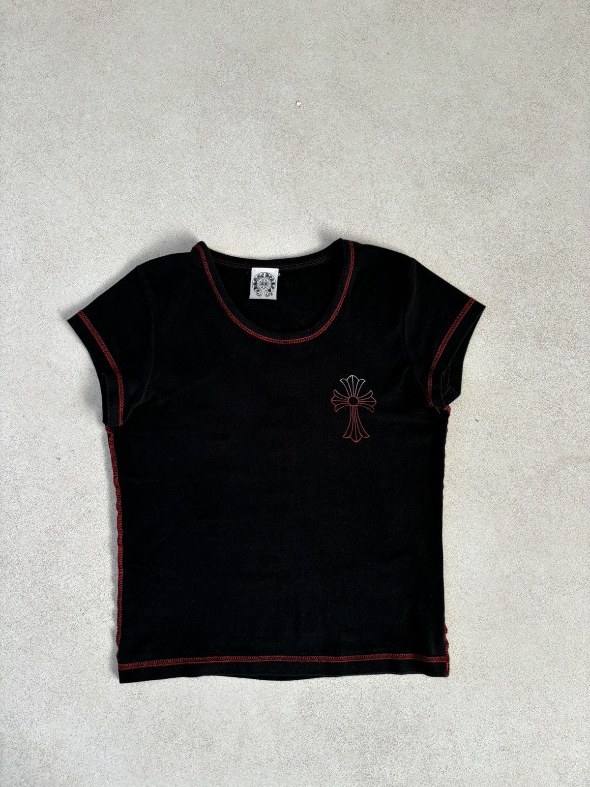 Chrome Heartsダガージップcroptop tee ブラックビンテージ Chrome Heartsダガージップcroptop tee ブラックビンテージ