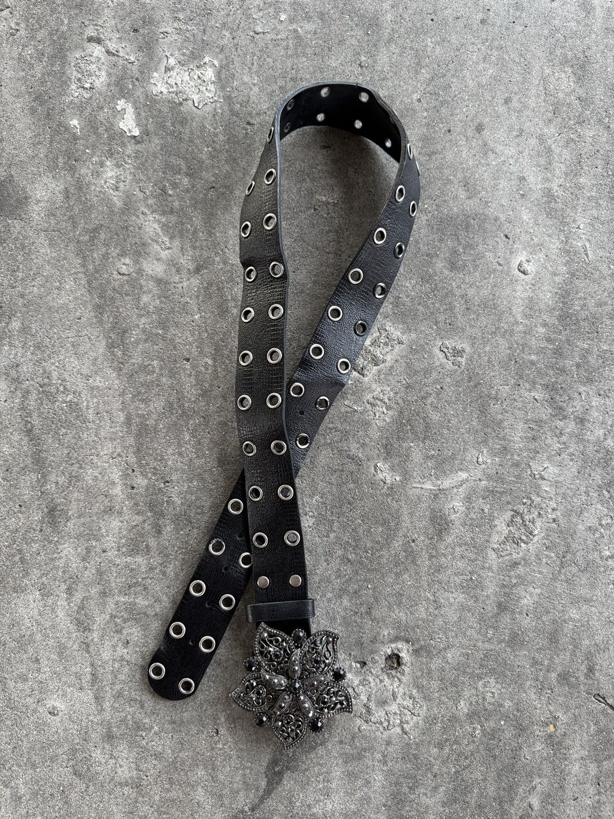 Japanese Brand Vintage Crystal Belt With Two Prong Belt Size ONE SIZE - 6 Thumbnail