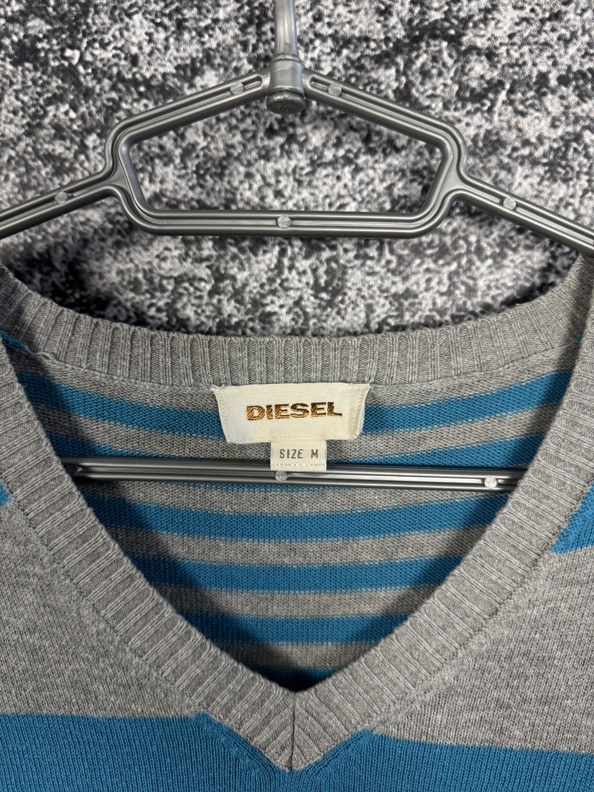 Diesel Men’s Diesel Vintage Striped V-Neck Pullover Sweater Size M Size US M / EU 48-50 / 2 - 7 Thumbnail
