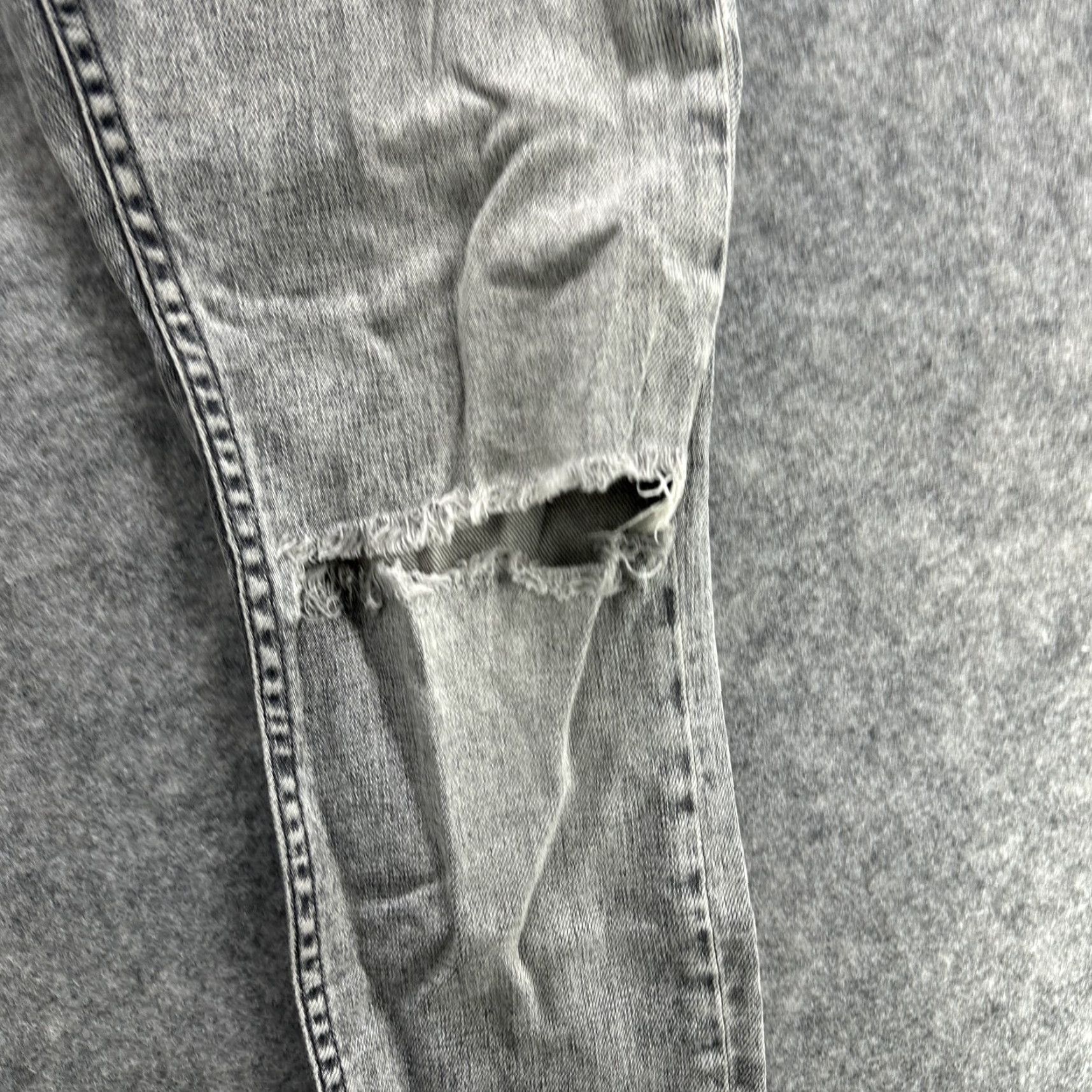 Vintage Acne Jeans Womens 27 Gray High Rise Distressed Skinny Raw Hem Rip Knee Denim Slim 100% Cotton Jeans Womens Size 27" / US 4 / IT 40 - 5 Thumbnail