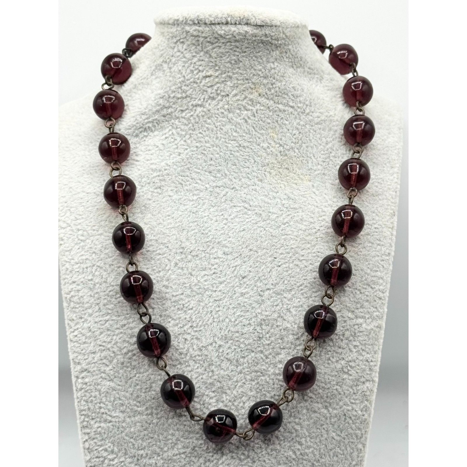 Vintage Estate purple glass beaded chain link necklace Size ONE SIZE - 1 Thumbnail