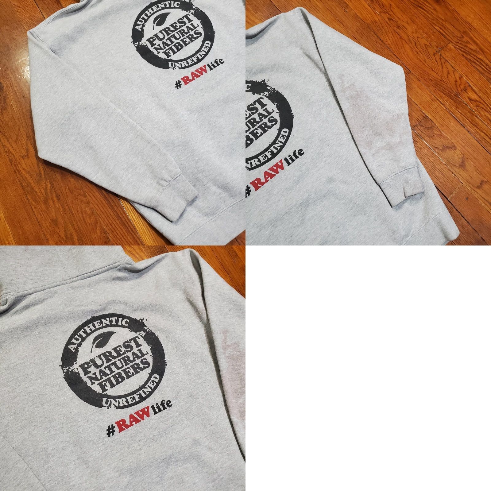 Vintage RAW Hoodie Mens XL Gray Pullover Graphic Print Front Logo Back Emblem Pockets 52% Cotton 48% Polyester Size US XL / EU 56 / 4 - 9 Thumbnail