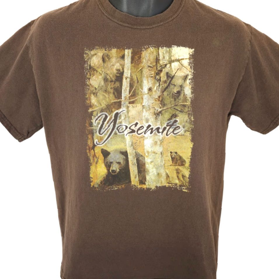 Gildan Yosemite National Park T Shirt Mens Size Medium Brown Black Bears Nature Animal Tee Size US M / EU 48-50 / 2 - 2 Thumbnail