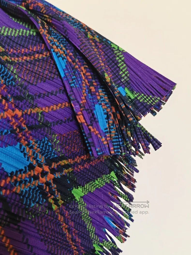 Issey Miyake Issey Miyake Fringed Turtleneck Top Purple Blue Plaid Size L / US 10 / IT 46 - 3 Thumbnail