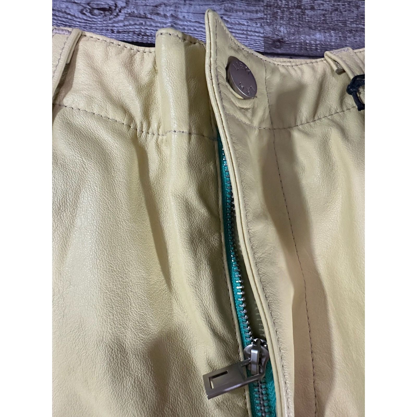 Other Liem Not Your Average leather Cargo Pant Size 36 color yello Size US 36 / EU 52 - 3 Thumbnail