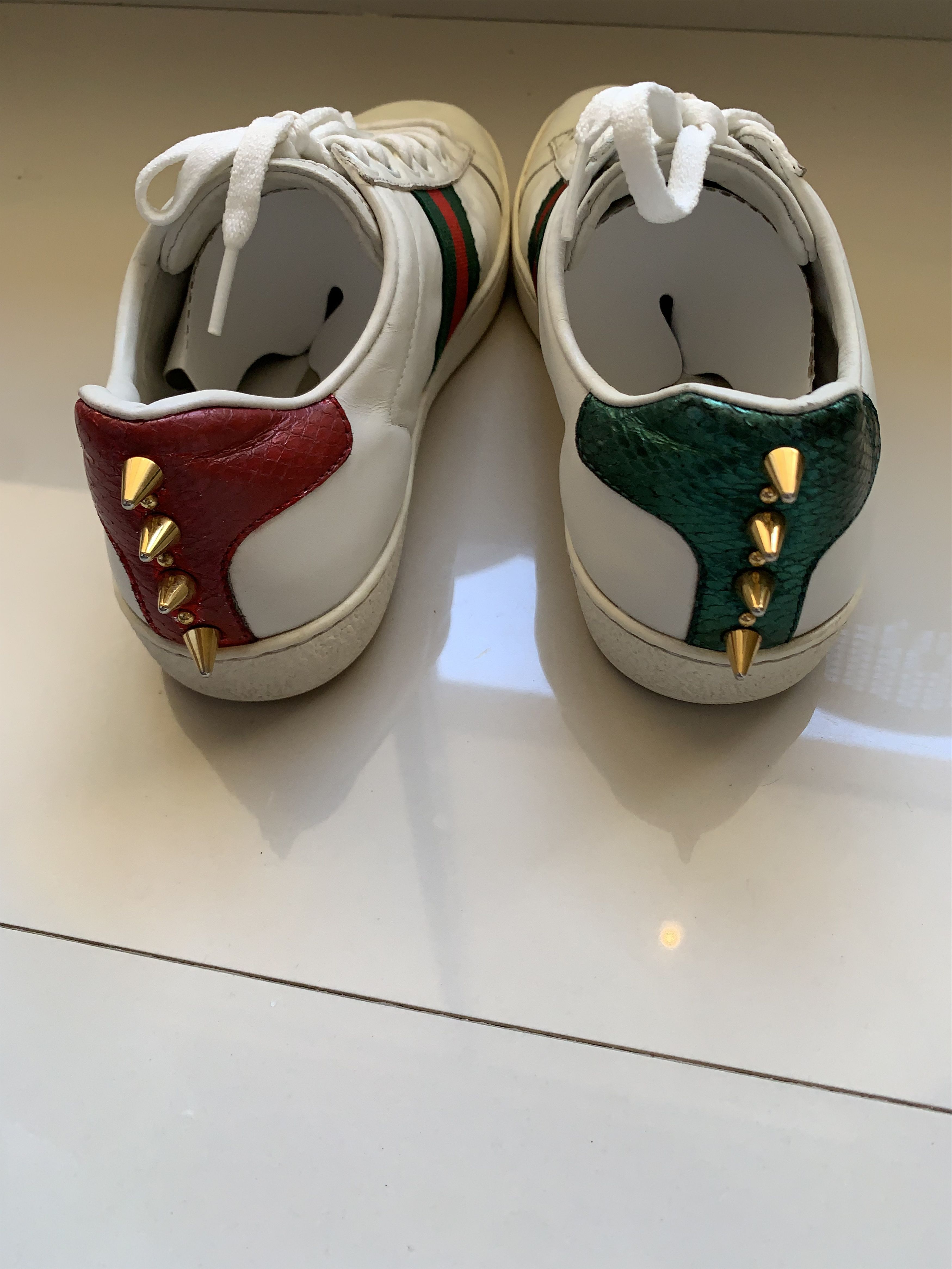 Gucci Gucci White Leather Pearl Studded Ace Low Sneakers EU 35 Size US 5 / IT 35 - 3 Thumbnail