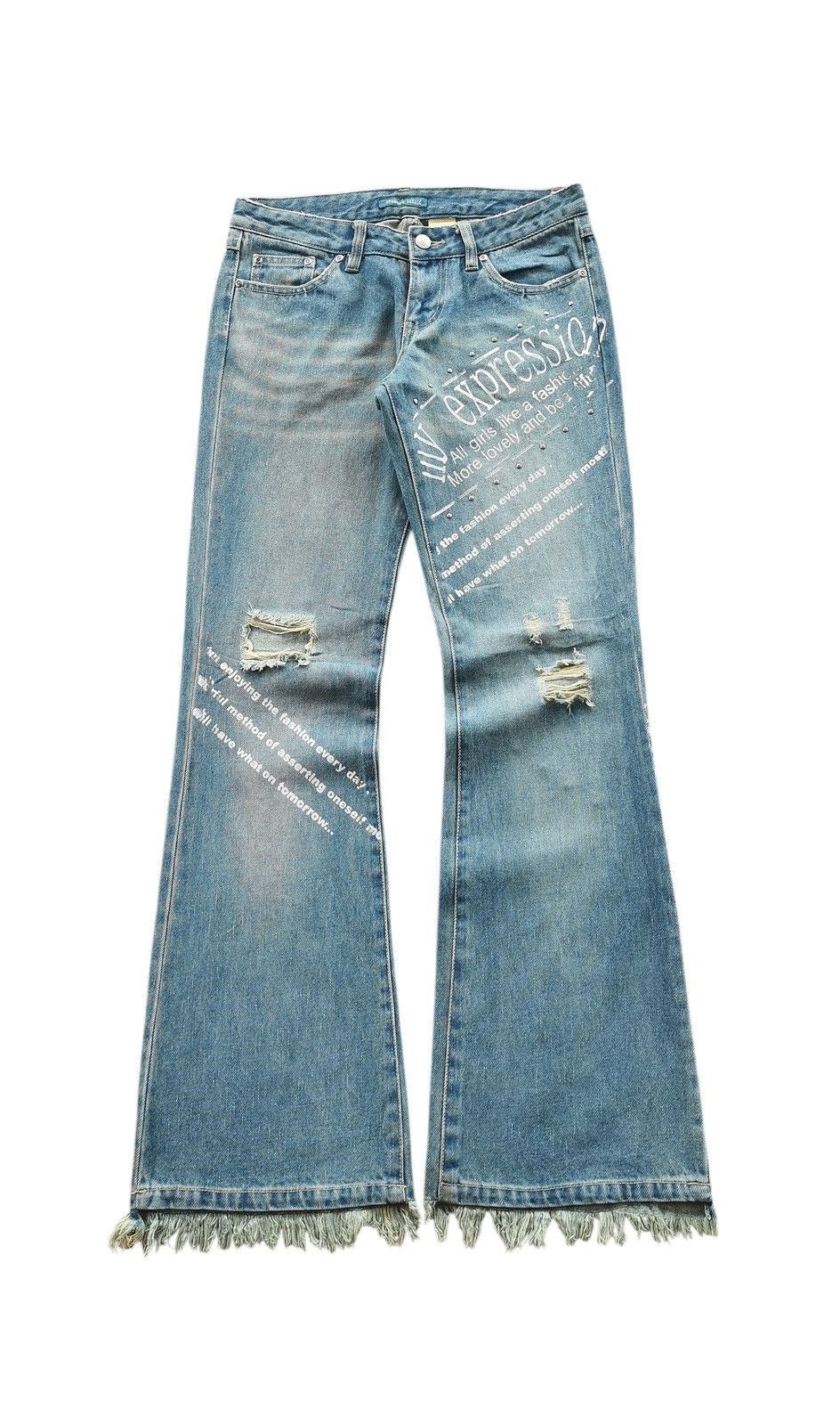 Tornado Mart Treasure Island Flared Distressed Studded Jeans ♦️A832 ♦️ Size 29" - 4 Thumbnail