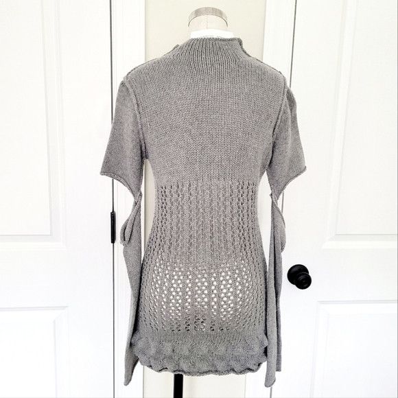 TWINSET Simona Barbieri Open-Knit Ruffle Hem Tie-Neck Sweater Gift Size S / US 4 / IT 40 - 4 Thumbnail