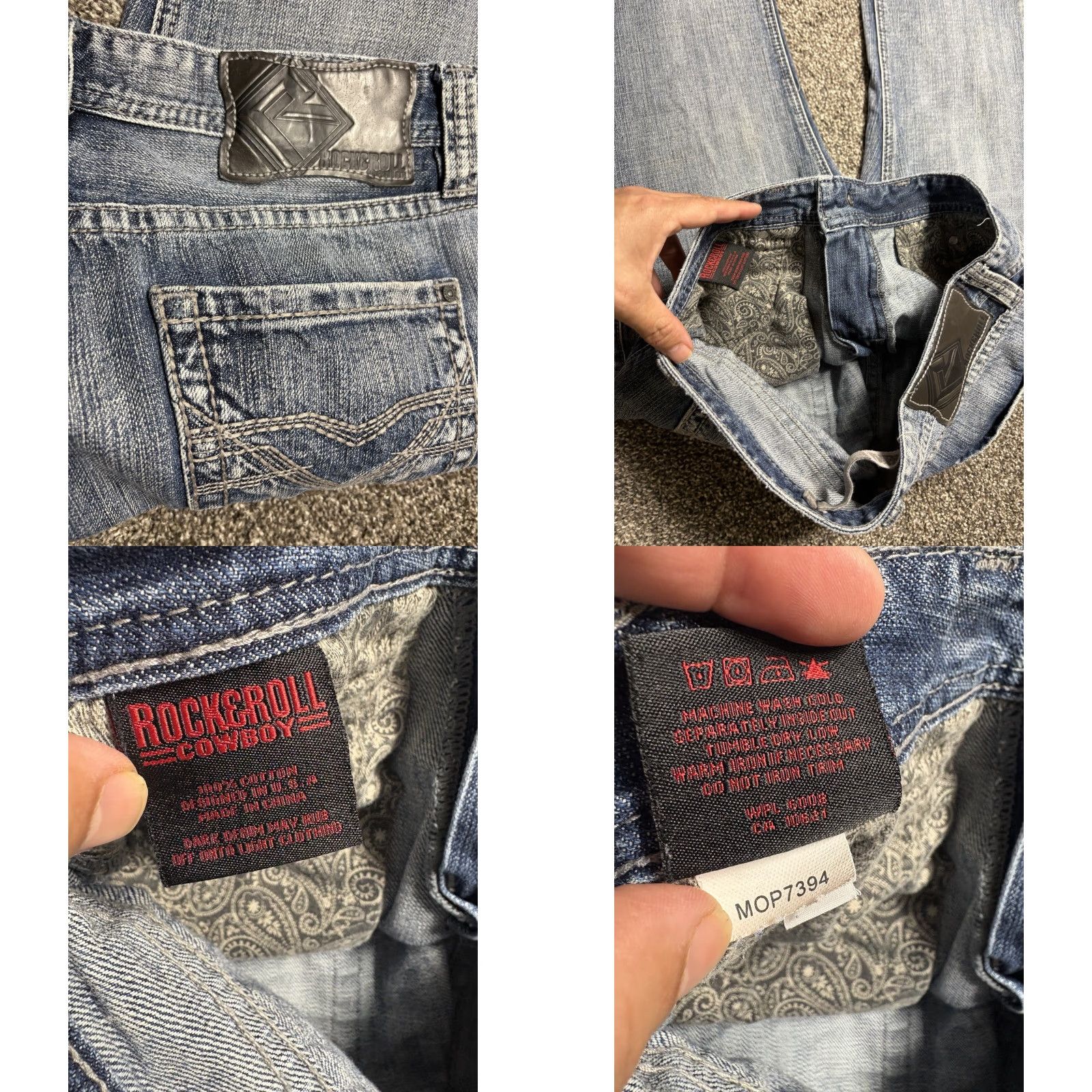 Pistola Rock & Roll Jeans Pistol Bootcut Mens 33x30 Blue Denim Cotton Western 5-Pocket Regular Rock and Roll Cowboy Jeans Size US 33 - 8 Thumbnail