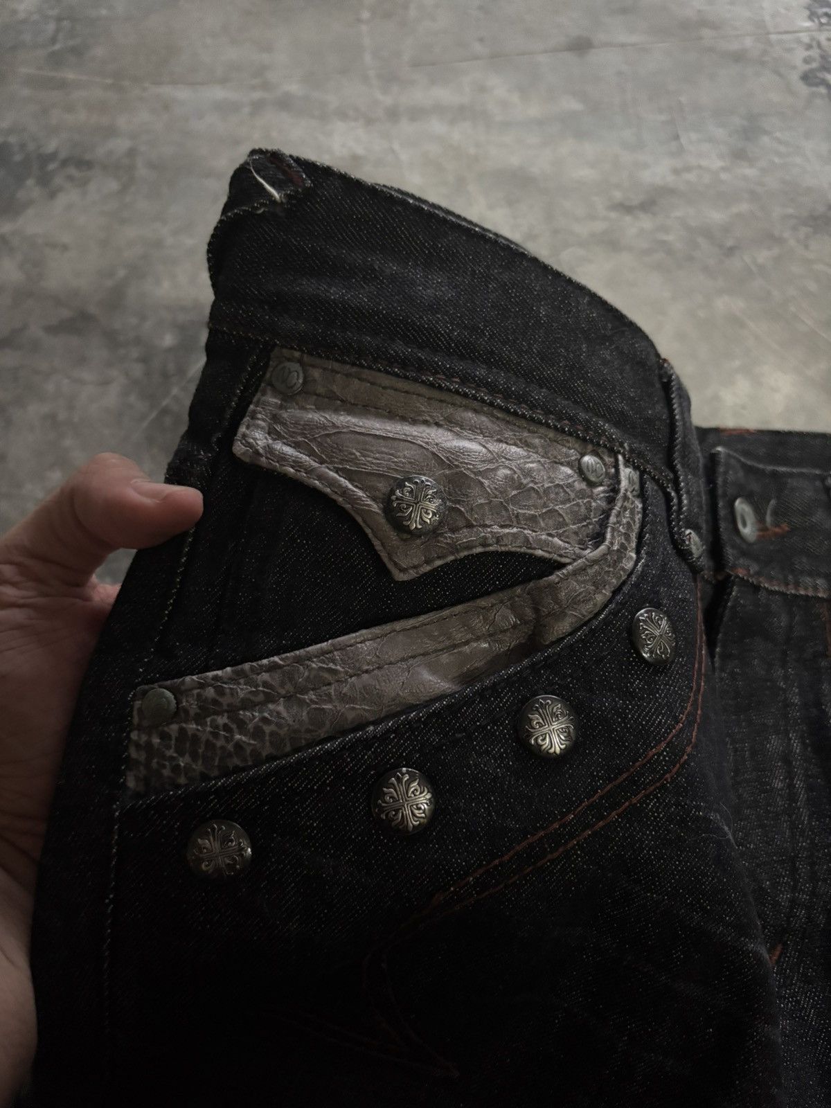 Tornado Mart FLARE NICOLE CLUB FOR MEN SNAKE SKIN POCKET TWIST BOOTCUT Size US 32 / EU 48 - 9 Thumbnail