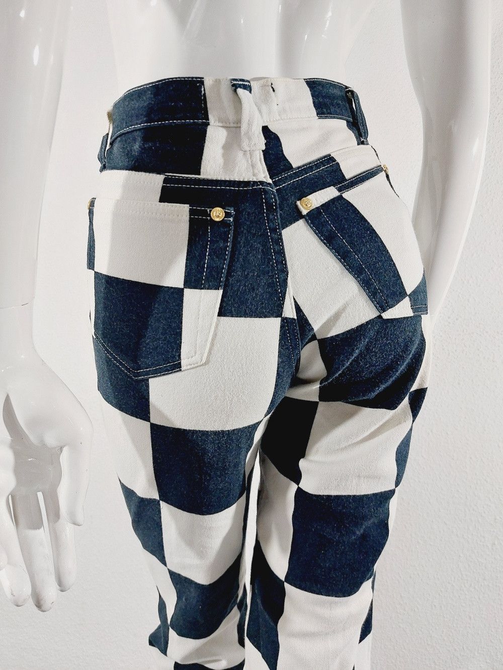 Versace Jeans Couture Versace Miami Tropical Palm Tree Checkered Pants Size 24" / US 00 / IT 34 - 9 Thumbnail