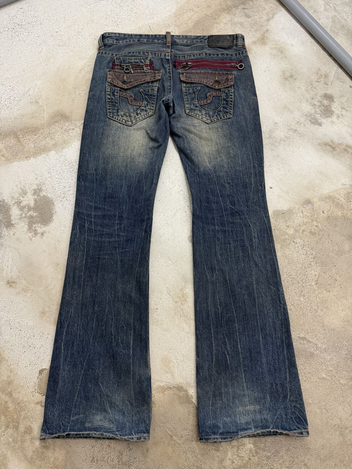 semanticdesign Semanticdesign Japanese Mudwash Studded Flare Denim Pants Size US 35 - 2 Thumbnail