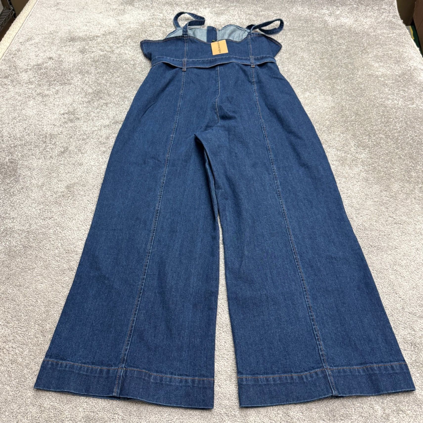 Vintage Princess Highway Jumpsuit Denim Belted Wide-Leg 16W Blue Women Size 38" / US 16 / IT 52 - 2 Thumbnail