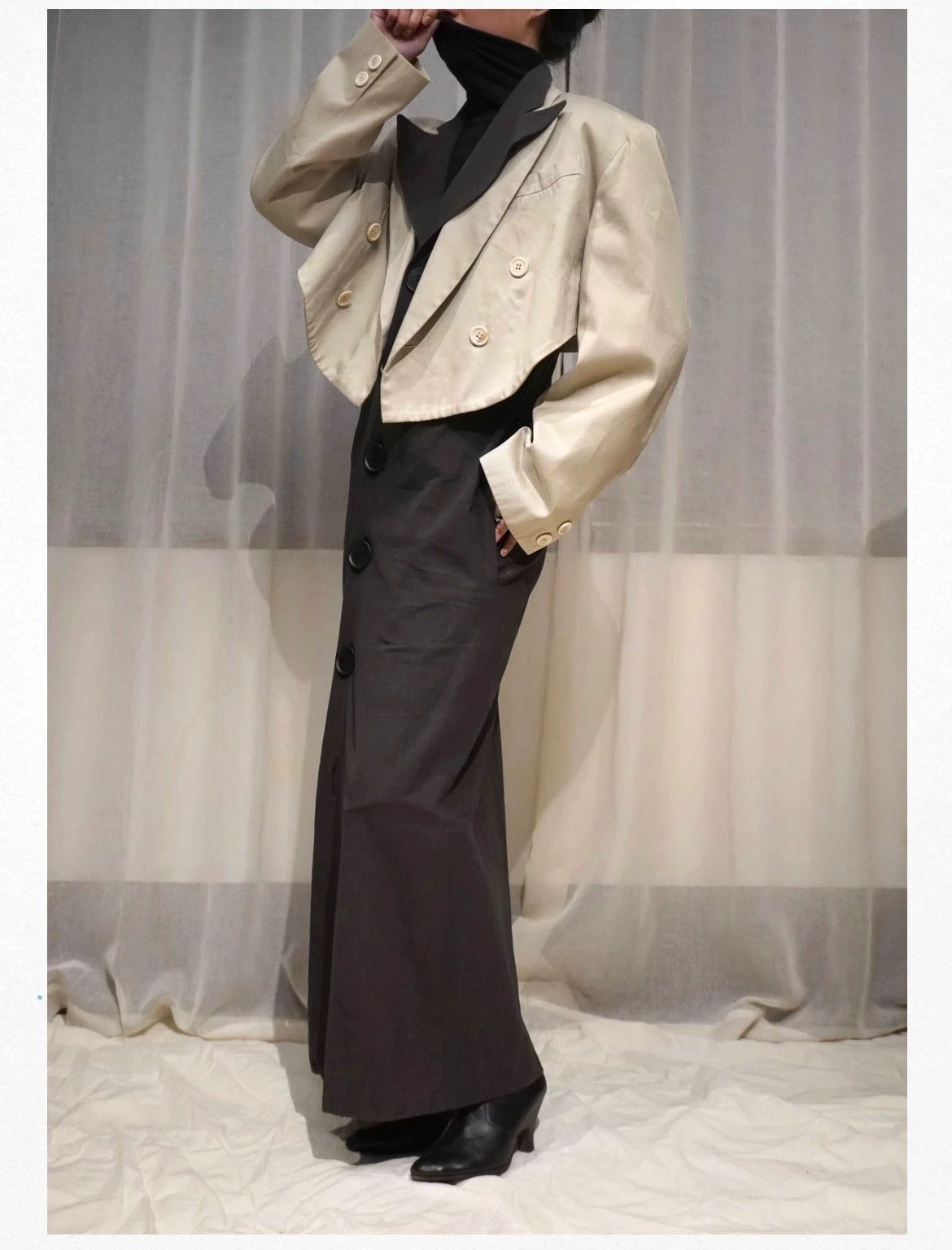 Yohji Yamamoto YOHJI YAMAMOTO 1991 Eggshell Gray Oversized Short Jacket Size ONE SIZE - 1 Thumbnail