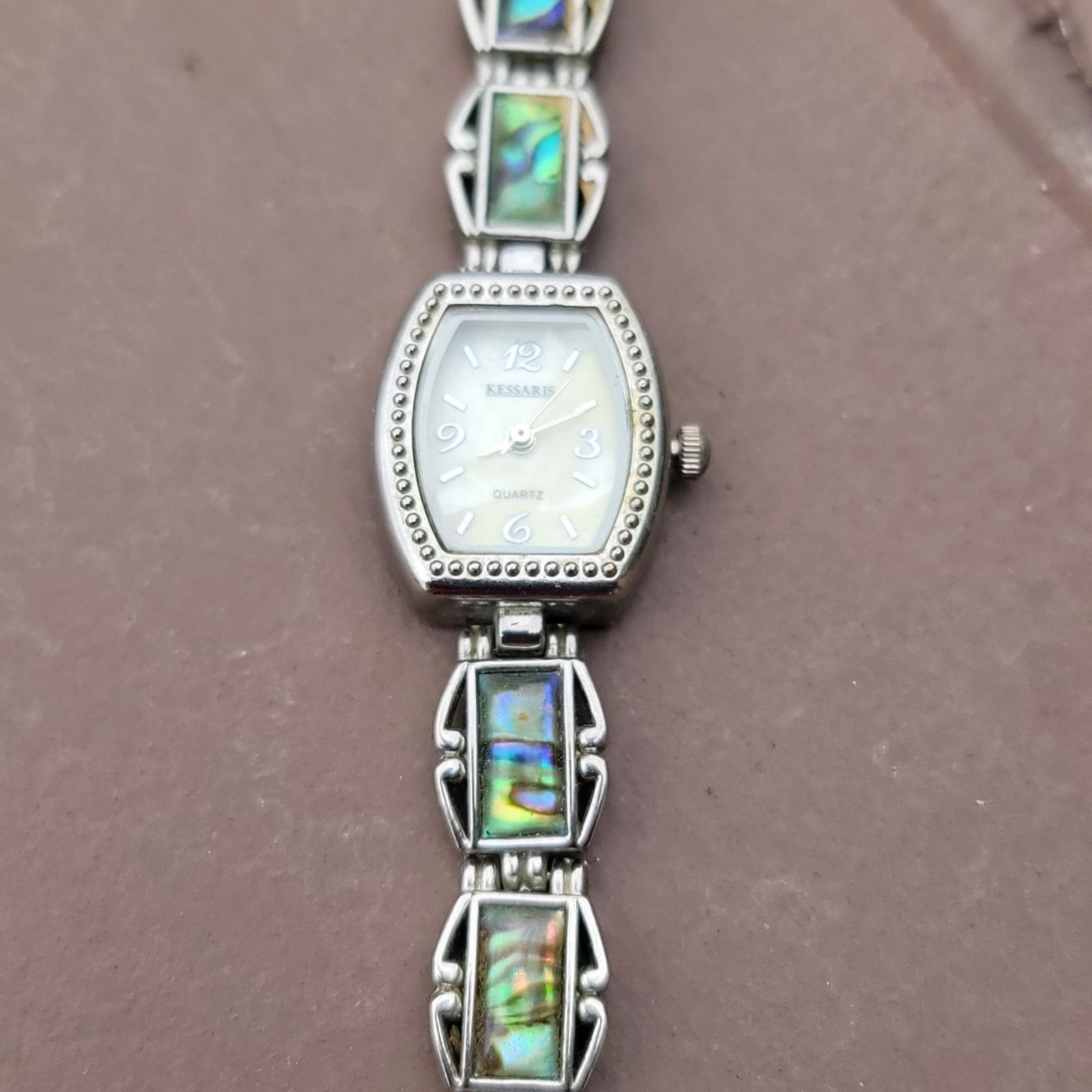 The Unbranded Brand Vtg Silver Tone Kessaris Abalone Gemstone Band Watch Size ONE SIZE - 3 Thumbnail