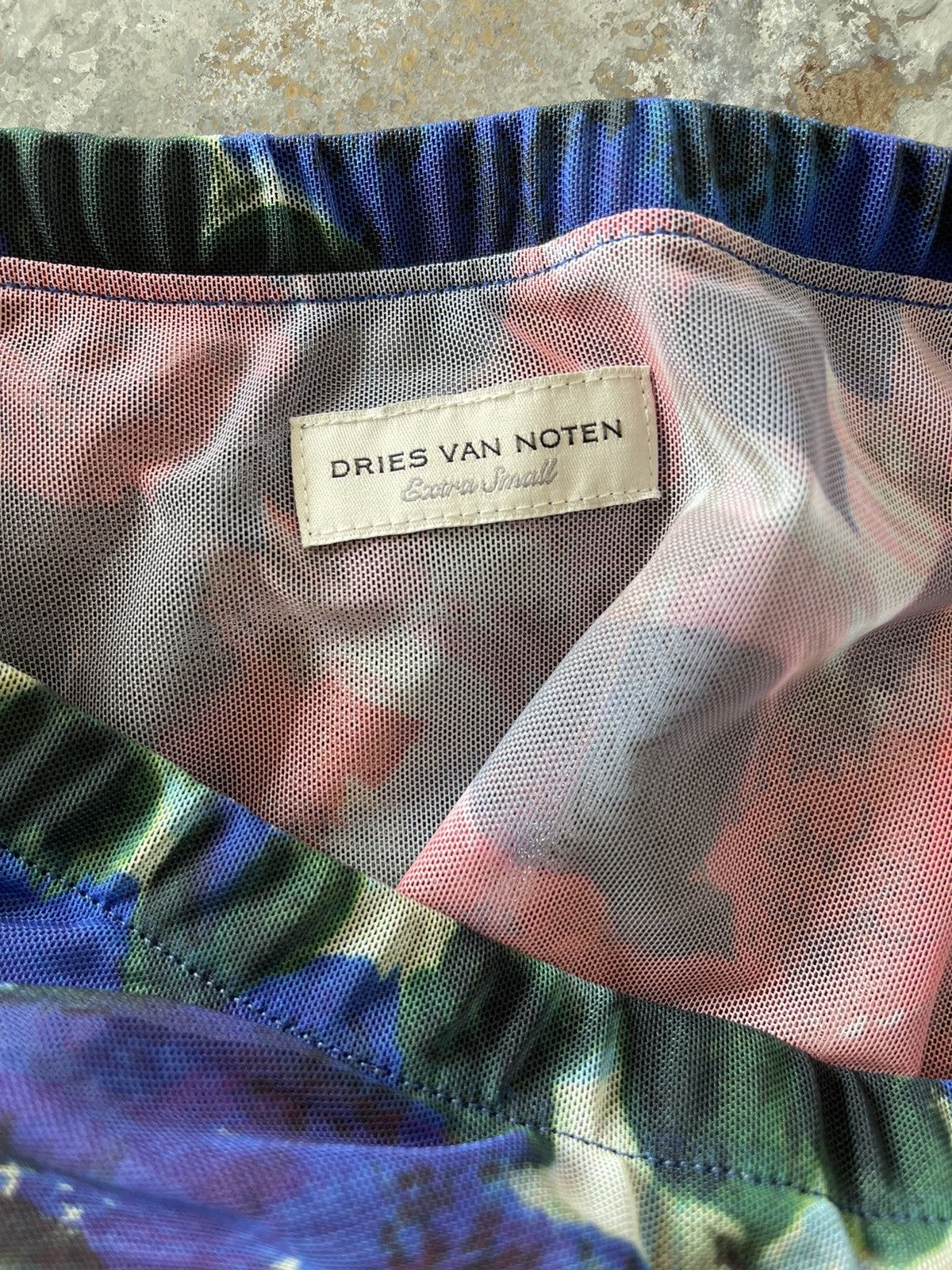 Dries Van Noten Gathered floral-print stretch-mesh midi skirt Extra Small Size 25" / US 0 / IT 36 - 5 Thumbnail