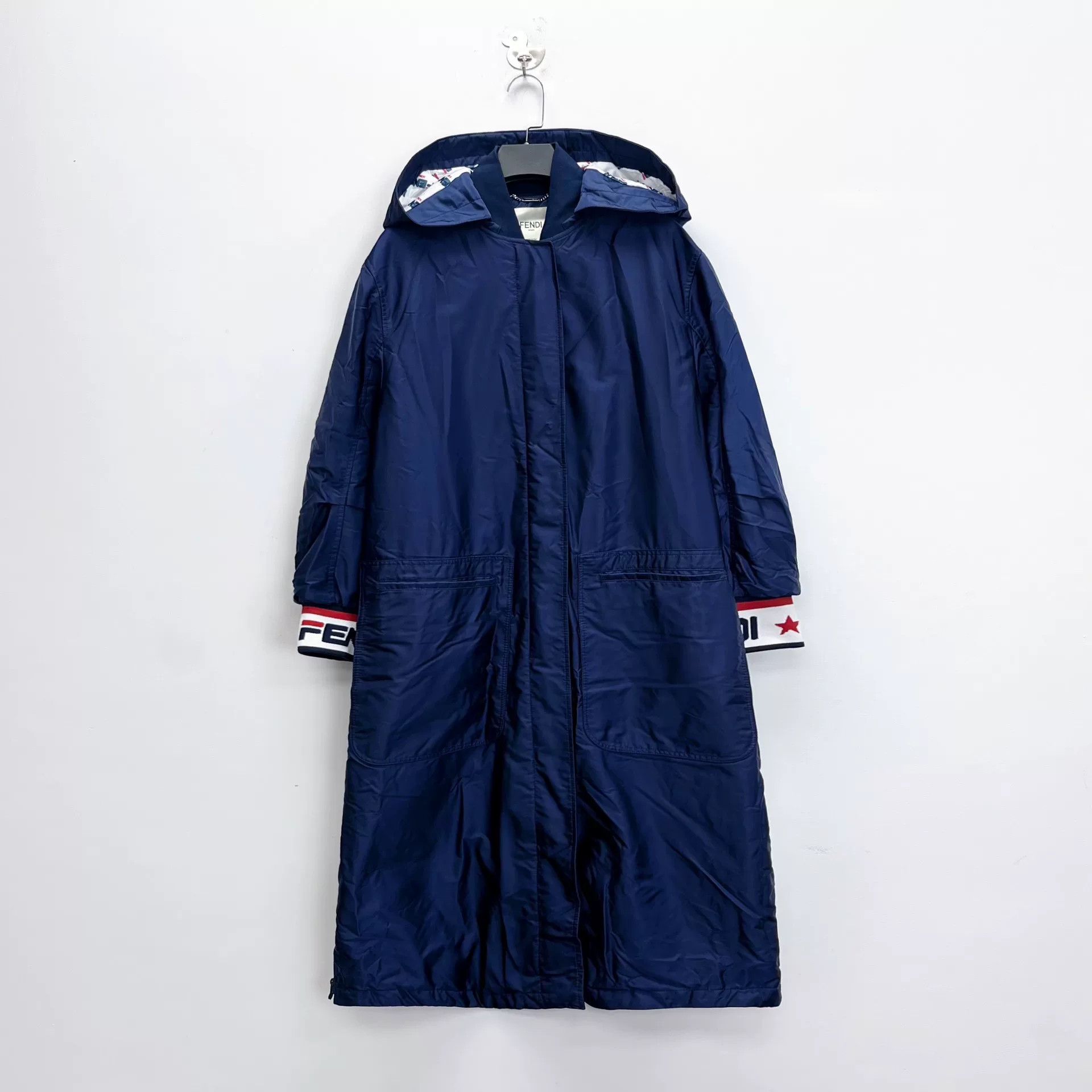 Fendi Fendi Blue FF Logo Long Hooded Coat Size US M / EU 48-50 / 2 - 1 Thumbnail