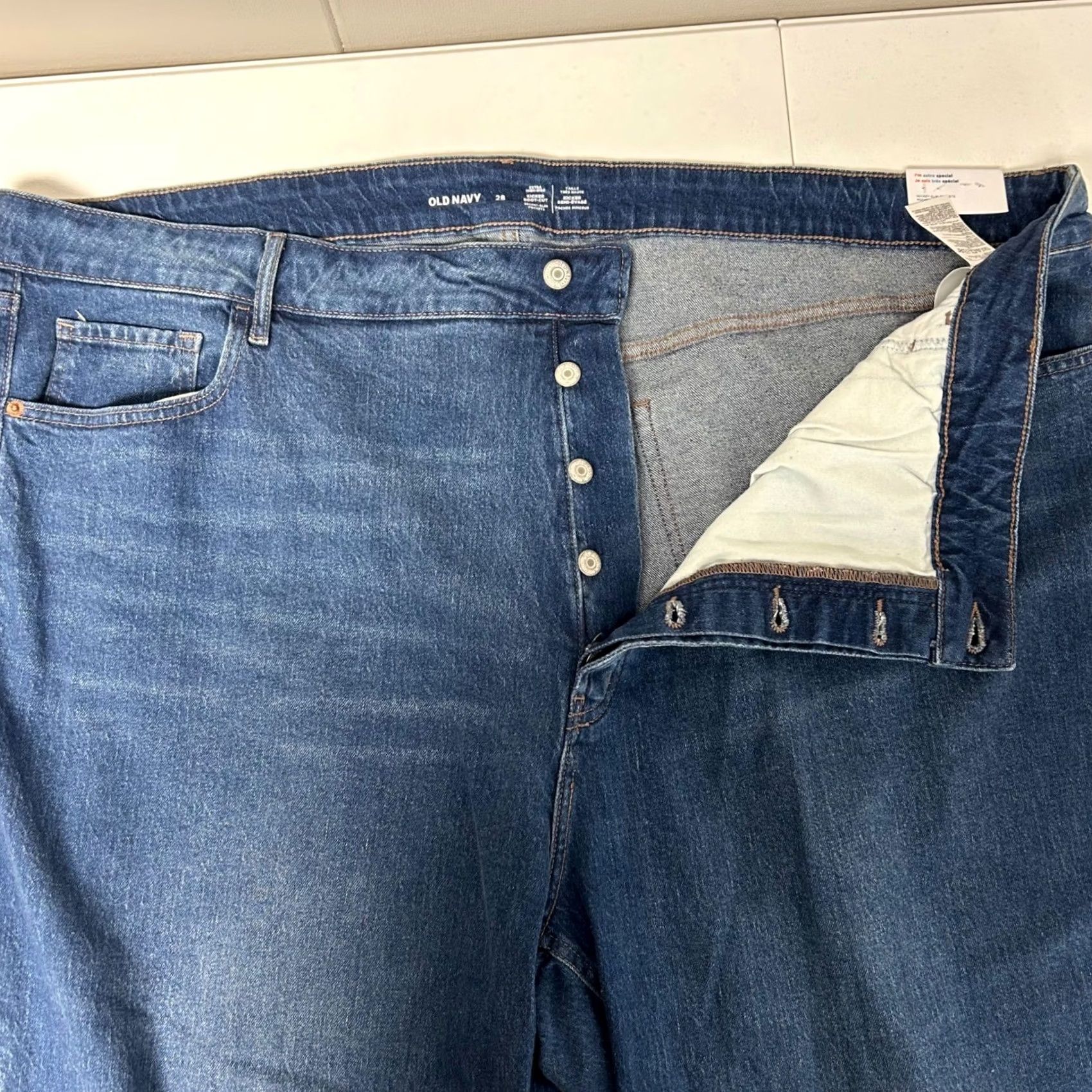 Old Navy Old Navy Jeans Bootcut Women 28W 32.5in Dark Wash Extra High-Rise Kicker Raw Hem Button Fly 5-Pocket Plus Size Denim Slimming Stretch Size 28" / US 6 / IT 42 - 4 Thumbnail