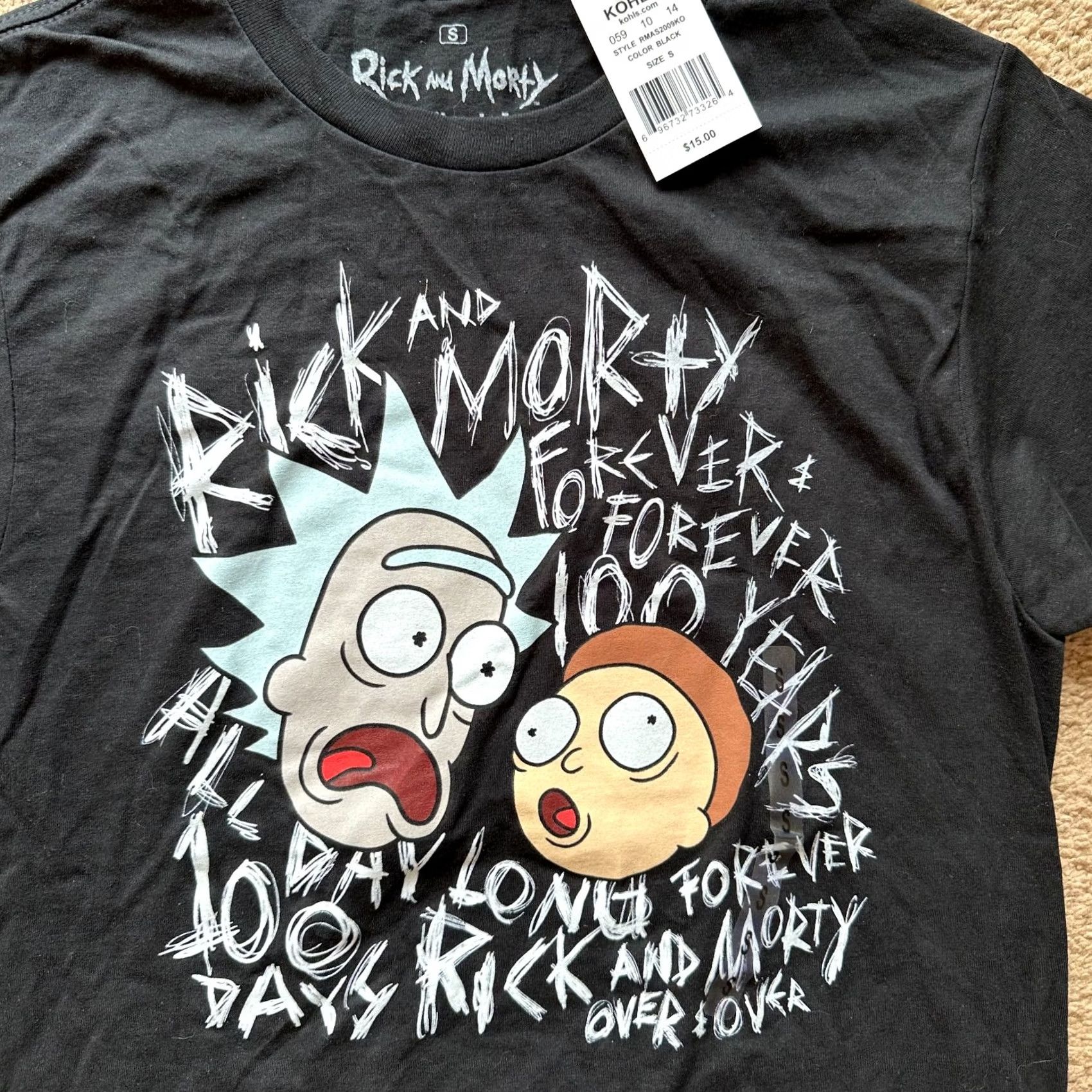 Vintage Rick & Morty Shirt Mens Small Black Short Sleeve Crewneck Tee Adult Swim Pullover NWT Size US S / EU 44-46 / 1 - 4 Thumbnail