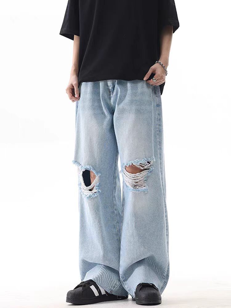 Japanese Brand × Jean vintage light blue ripped washed loose jeans Size US 32 / EU 48 - 2 Thumbnail
