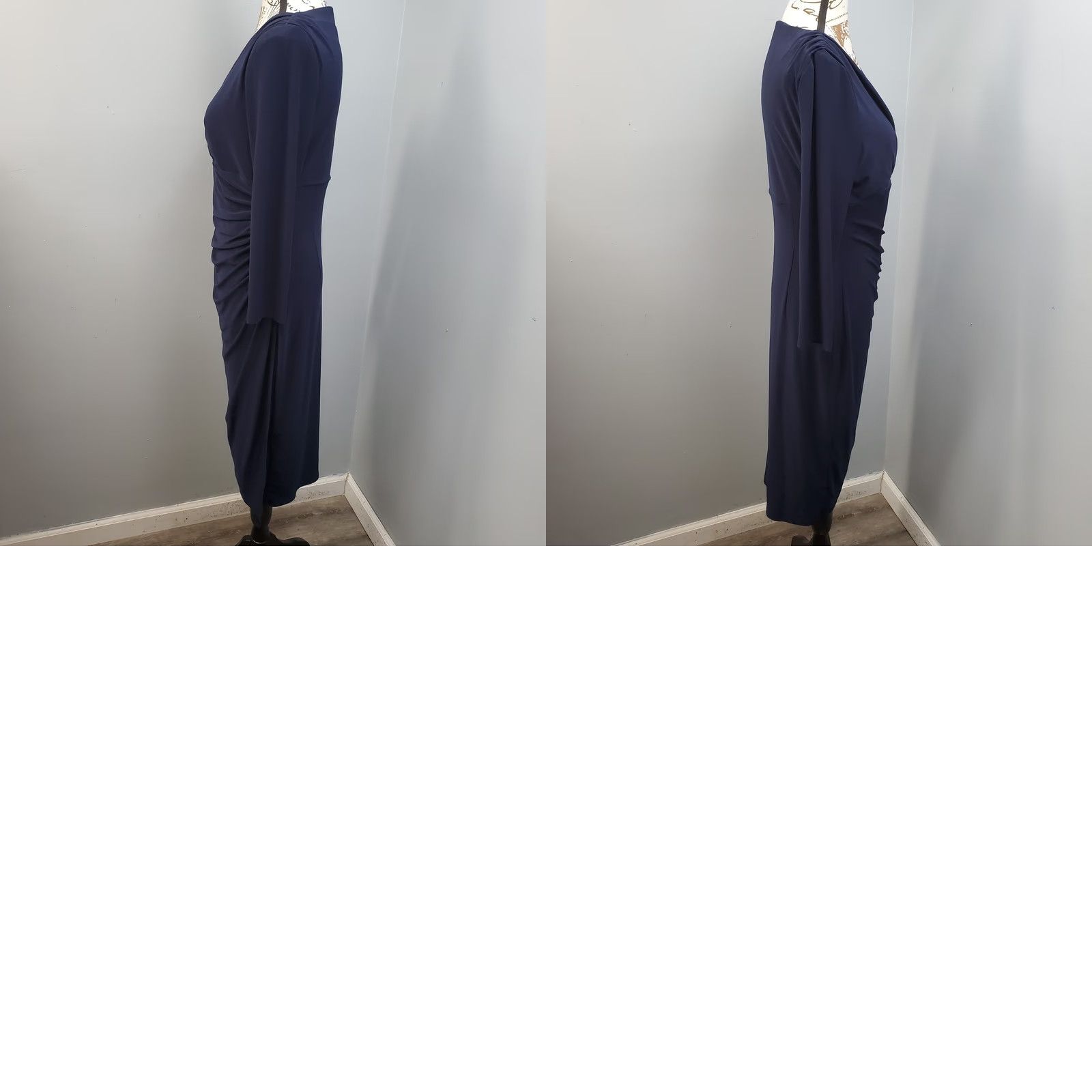 Ralph Lauren Lauren Ralph Lauren Wrap Dress Womens Size 6 Blue Ruched Cocktail Party Long Sleeve Midi Dress Size M / US 6-8 / IT 42-44 - 8 Thumbnail