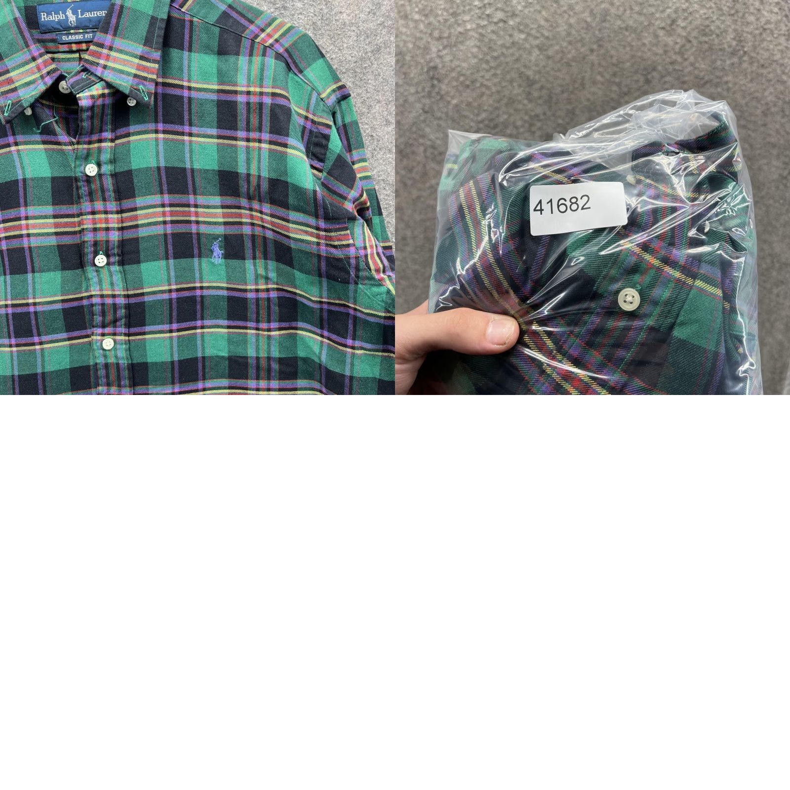 Ralph Lauren VINTAGE Ralph Lauren Shirt Mens Large Green Plaid Flannel Button Front Size US L / EU 52-54 / 3 - 8 Thumbnail