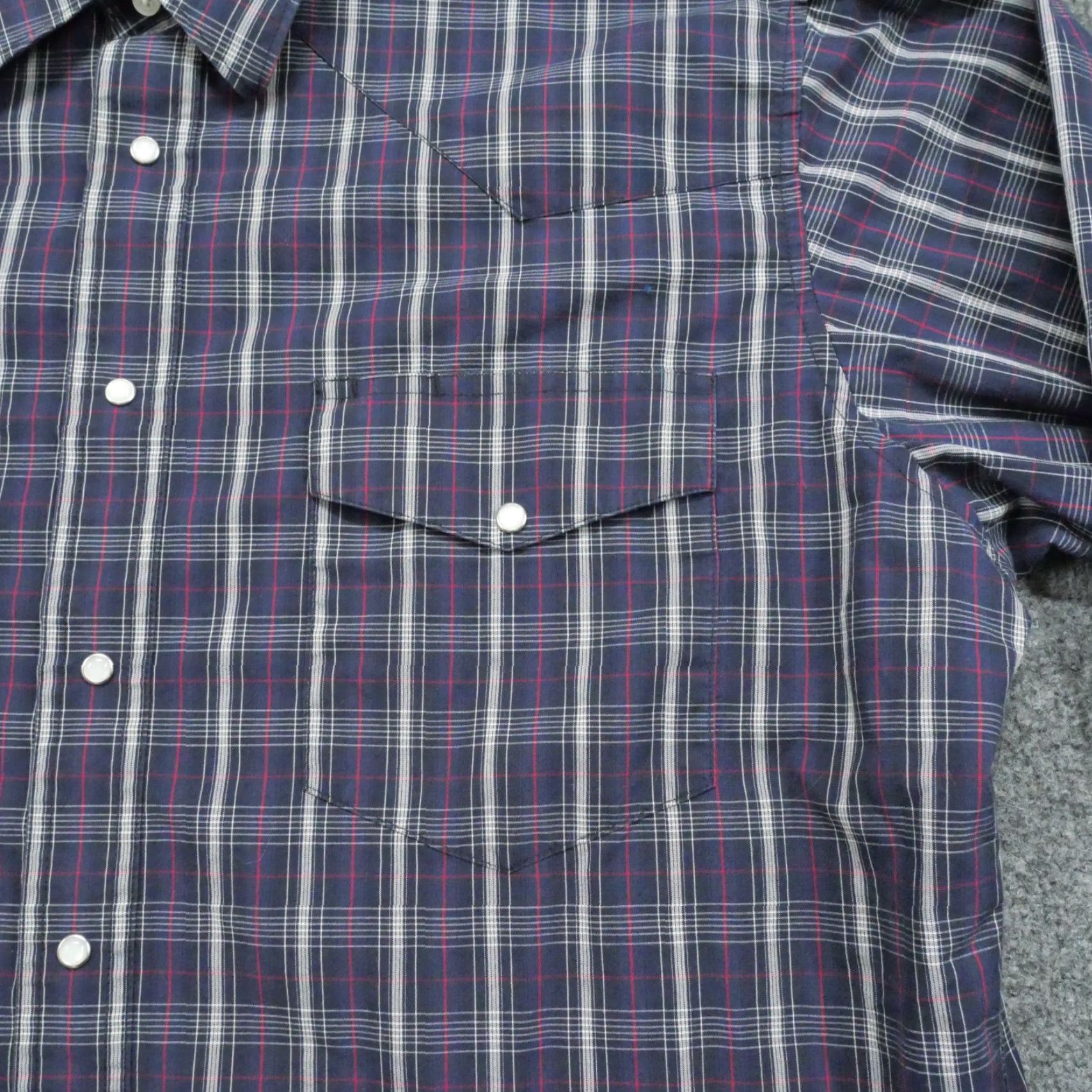 Wrangler Wrangler Shirt Mens XL Blue Plaid Pearl Snap Western Country Button-Up Pockets Size US XL / EU 56 / 4 - 3 Thumbnail