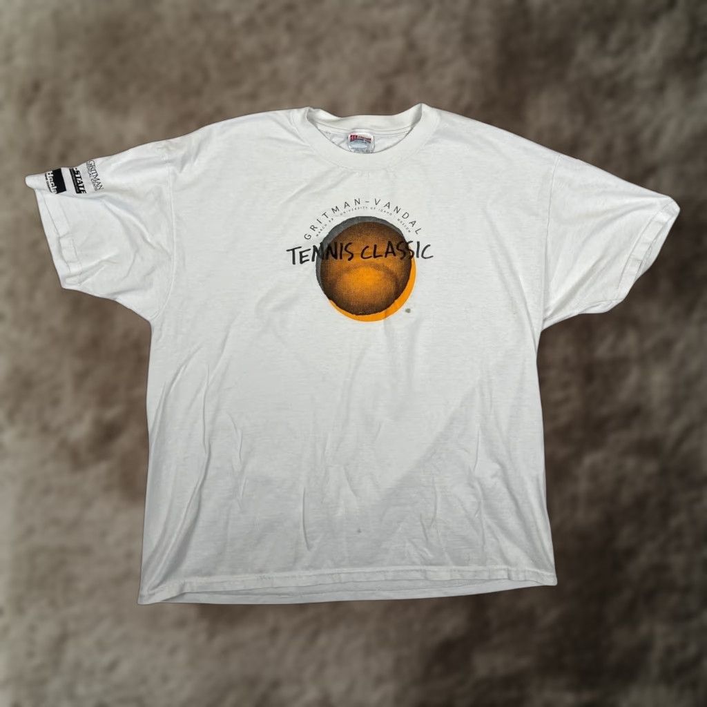 Hanes VINTAGE Gritman-Vandal Tennis Classic T-Shirt Mens XL White Idaho College 1998 Size US XL / EU 56 / 4 - 1 Thumbnail