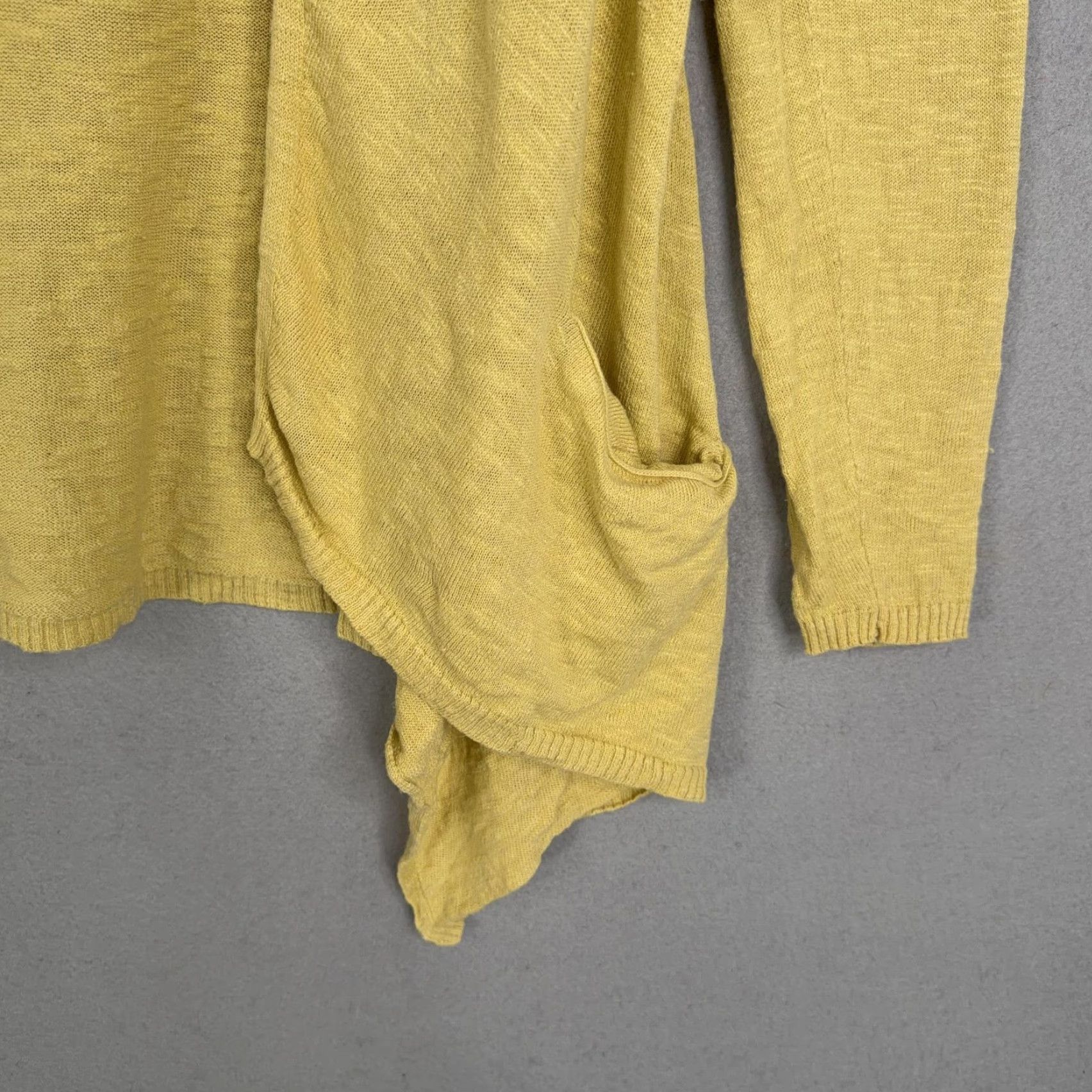 Eileen Fisher Eileen Fisher Cardigan Womens XS Yellow Open Front Draped Pockets Sweater Size XS / US 0-2 / IT 36-38 - 2 Thumbnail