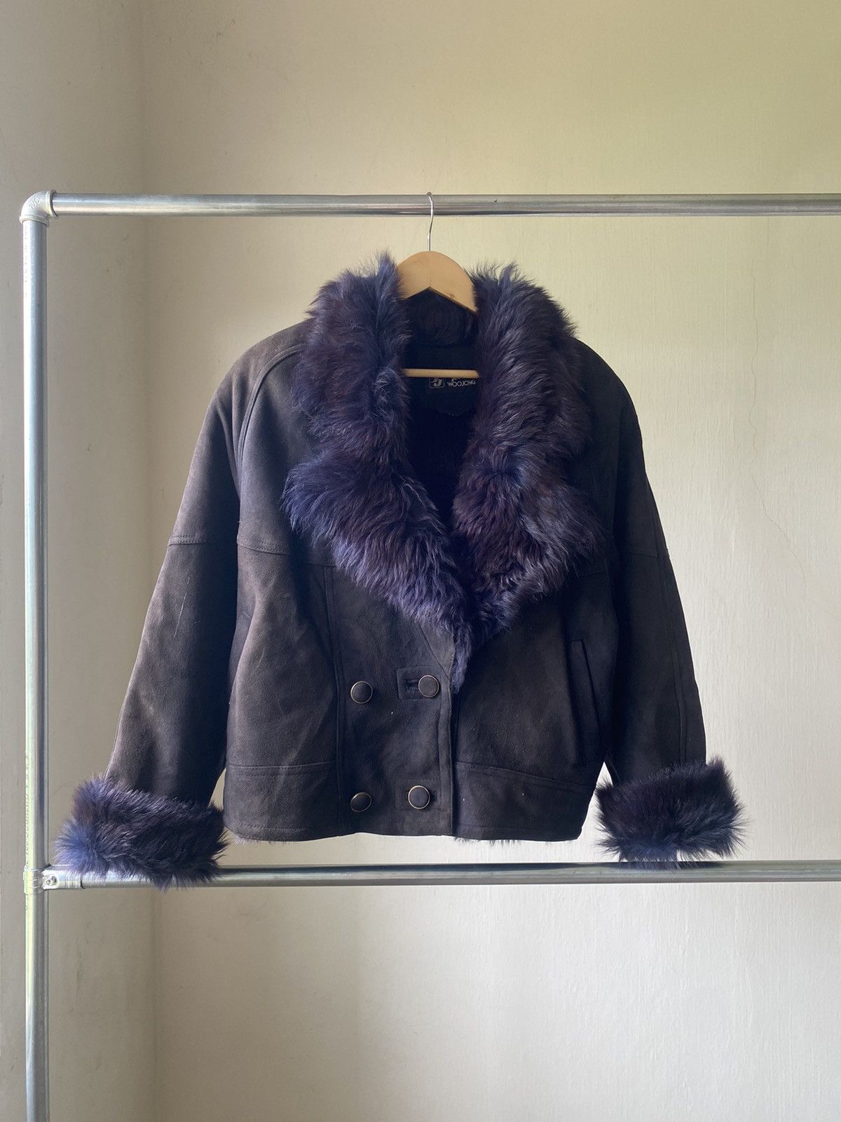 Vintage 1994 KIM WOOJONG B-3 STYLE LEATHER FUR JACKET SHEEPSKIN LGB Size US M / EU 48-50 / 2 - 9 Thumbnail