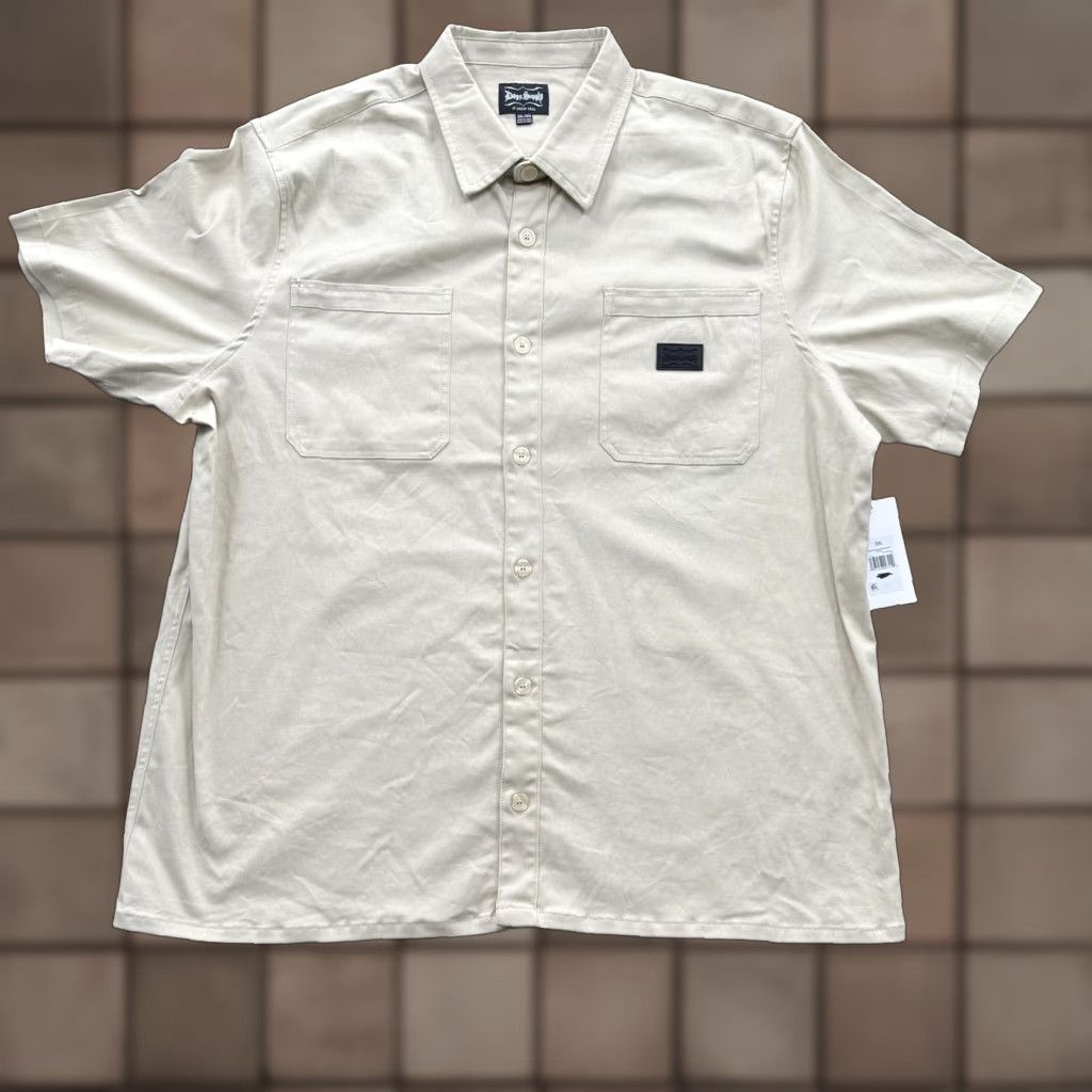 Vintage Dogg Supply By Snoop Dogg Woven Work Wear Shirt Men 3XL Cement Cotton Spandex Button-Up Short Sleeve Brown Logo Hip Hop Workwear Mens Size US XXL / EU 58 / 5 - 1 Thumbnail