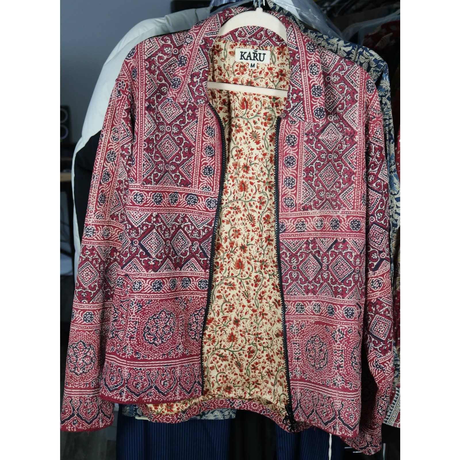 image of Karhu Karu Research Kantha Embroidery Work Jacket Medium New in Red, Men's