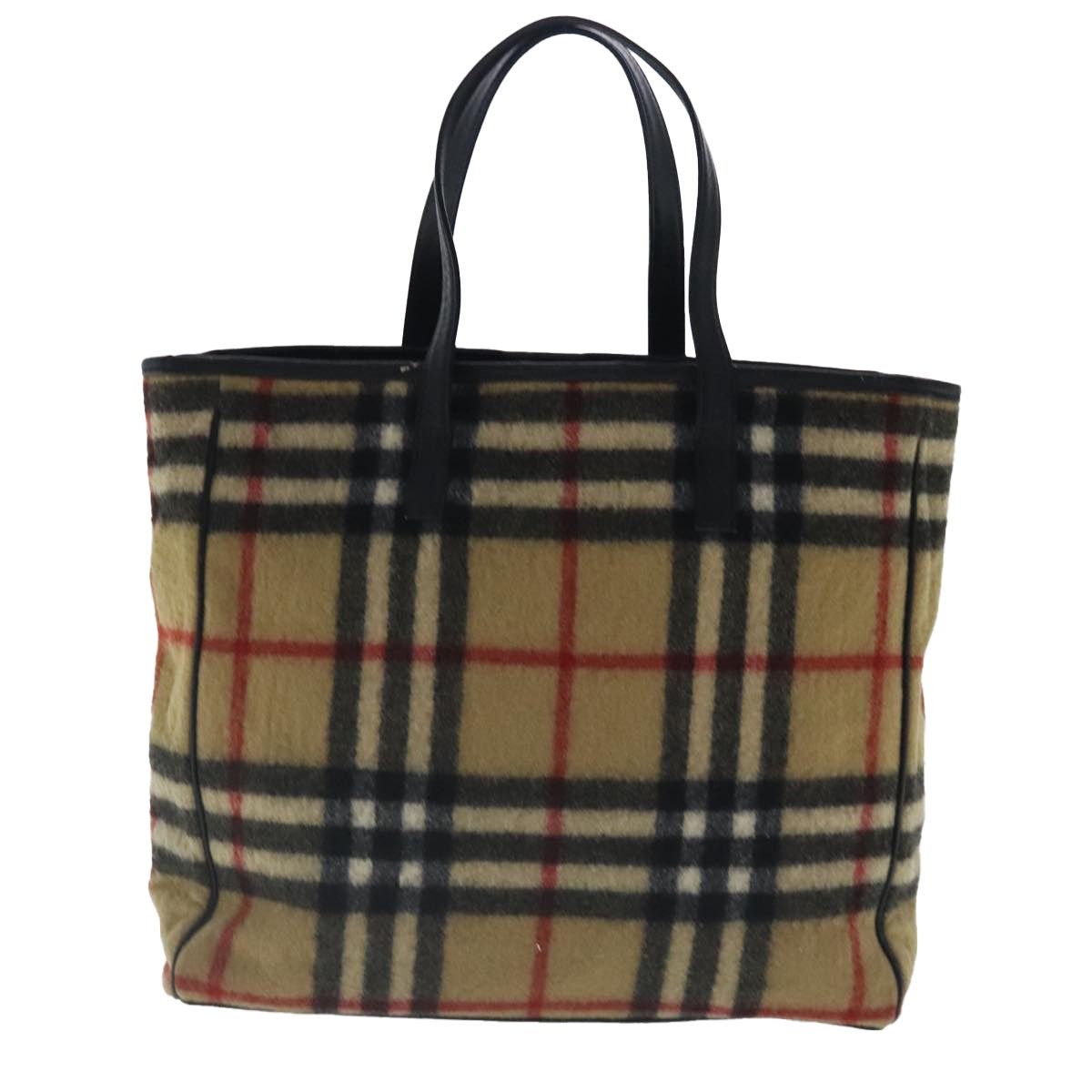 Burberry Burberry Nova Check Blue Label Tote Bag Wool Leather Beige Size ONE SIZE - 2 Thumbnail