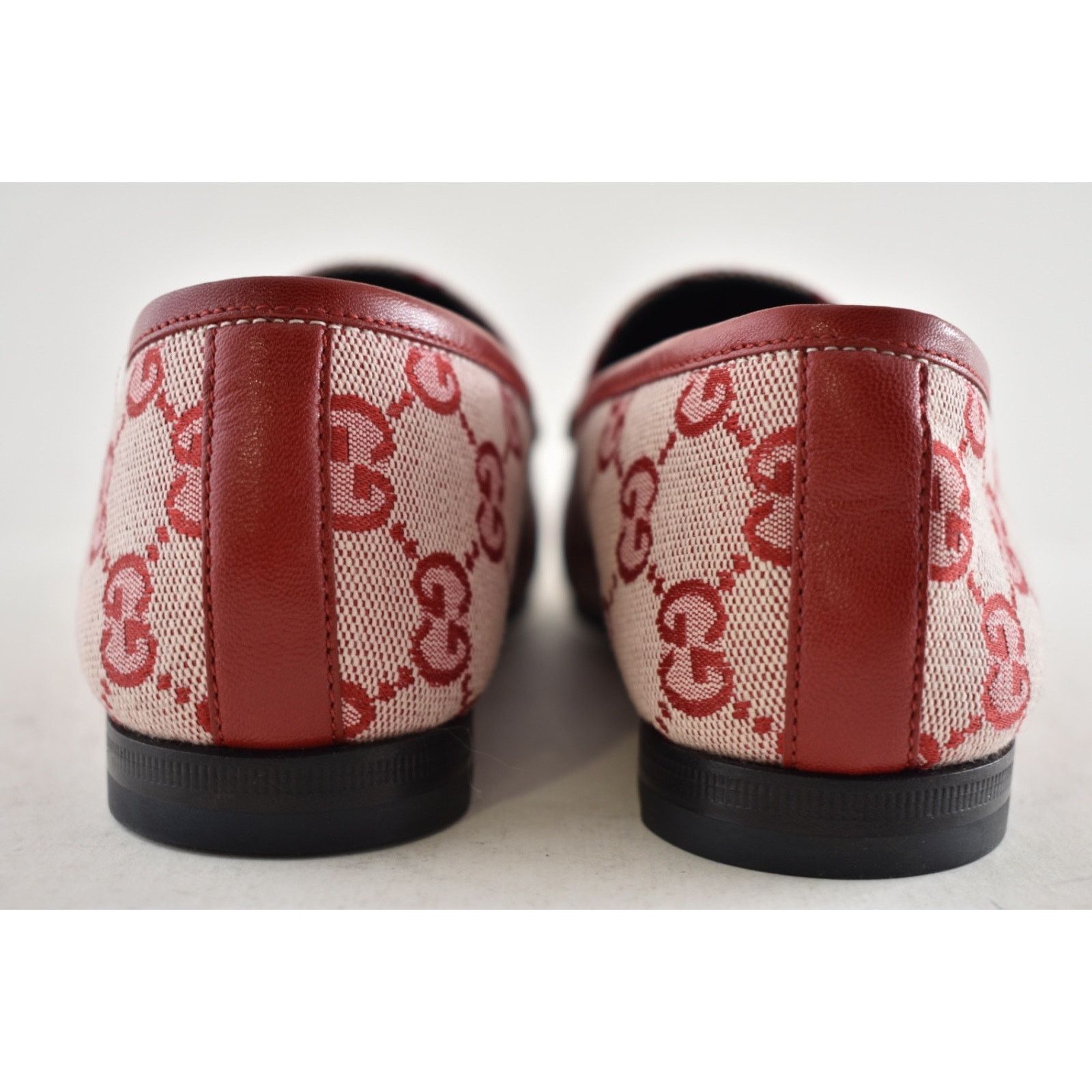 Gucci Gucci New Jordaan Hibiscus Red GG Logo Canvas Horsebit Size US 6 / IT 36 - 14 Thumbnail