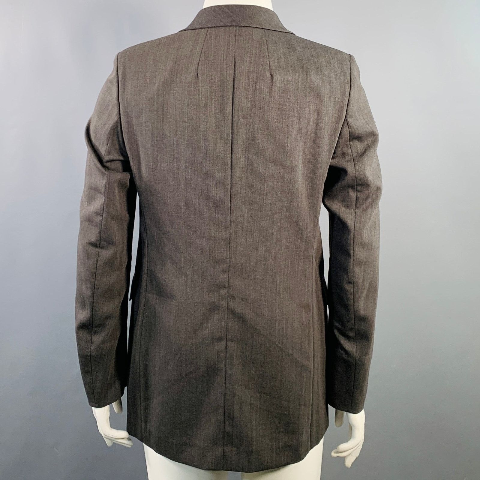 Akris AKRIS Grey Charcoal Wool Twill Peak Lapel Jacket Blazer Size L / US 10 / IT 46 - 3 Thumbnail