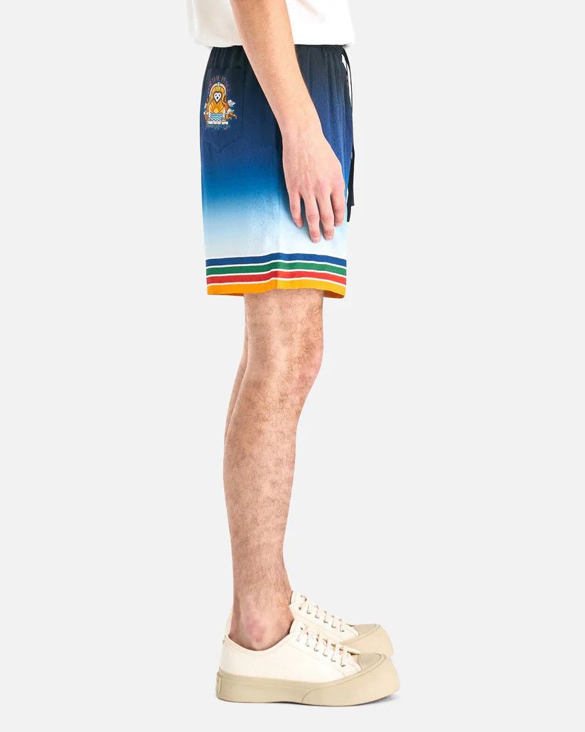 Casablanca o1s1v1r1oon0925 Musique Silk Shorts with Drawstrings in Blue Size US 32 / EU 48 - 2 Thumbnail