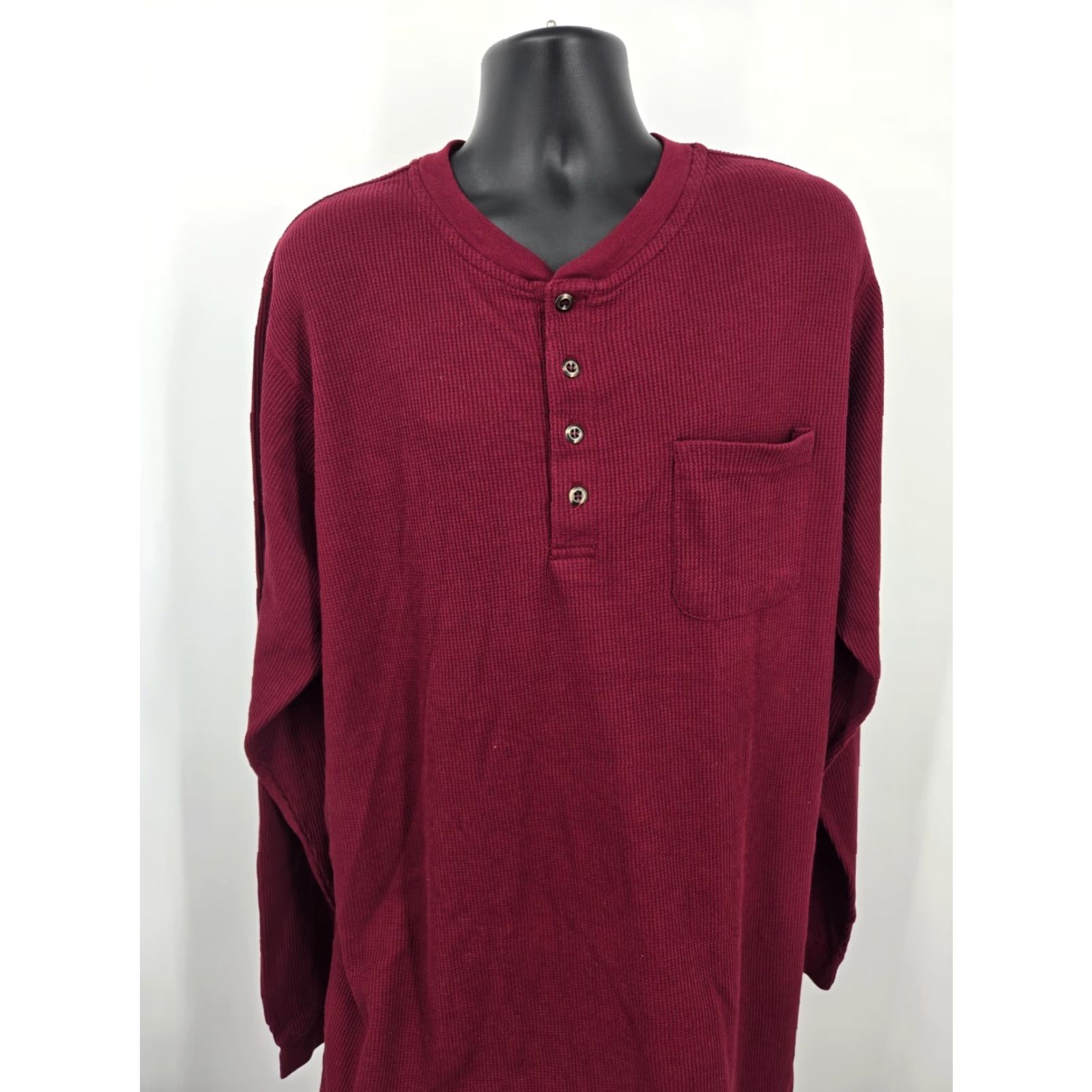 Vintage Boulder Creek Henley Shirt 2XLT Red Thermal Pocket Long Sleeve Outdoor Men Size US XXL / EU 58 / 5 - 2 Thumbnail