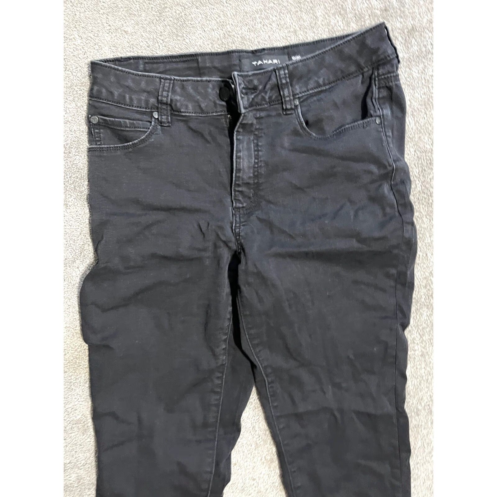 Vintage Tahari Skinny Jeans Womens Size 10 Mid Rise Black Dark Wash Denim Size 32" / US 10 / IT 46 - 4 Thumbnail