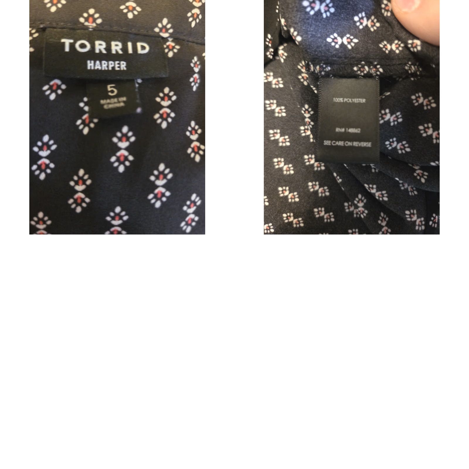 Torrid Torrid Harper Black Geometric Print Flutter Sleeve Top Shirt 5X Womens Blouse V-Neck Pocket Lightweight Polyester 5X Vintage No Dress? Size XXL / US 16-18 / IT 52-54 - 8 Thumbnail
